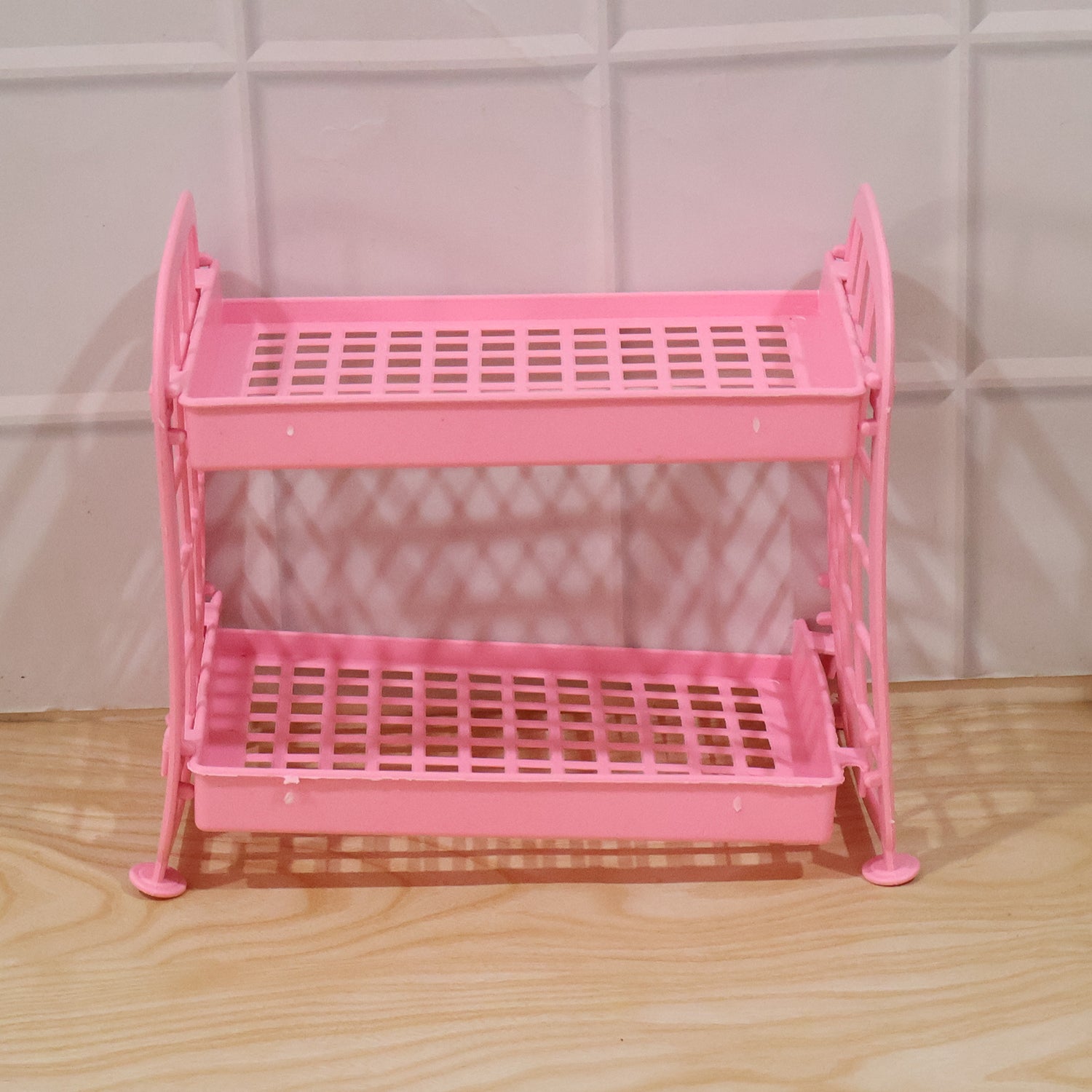 2 Layer Small Plastic Rack Multipurpose Storage Organizer Shelf Kitchen (1 Pc)