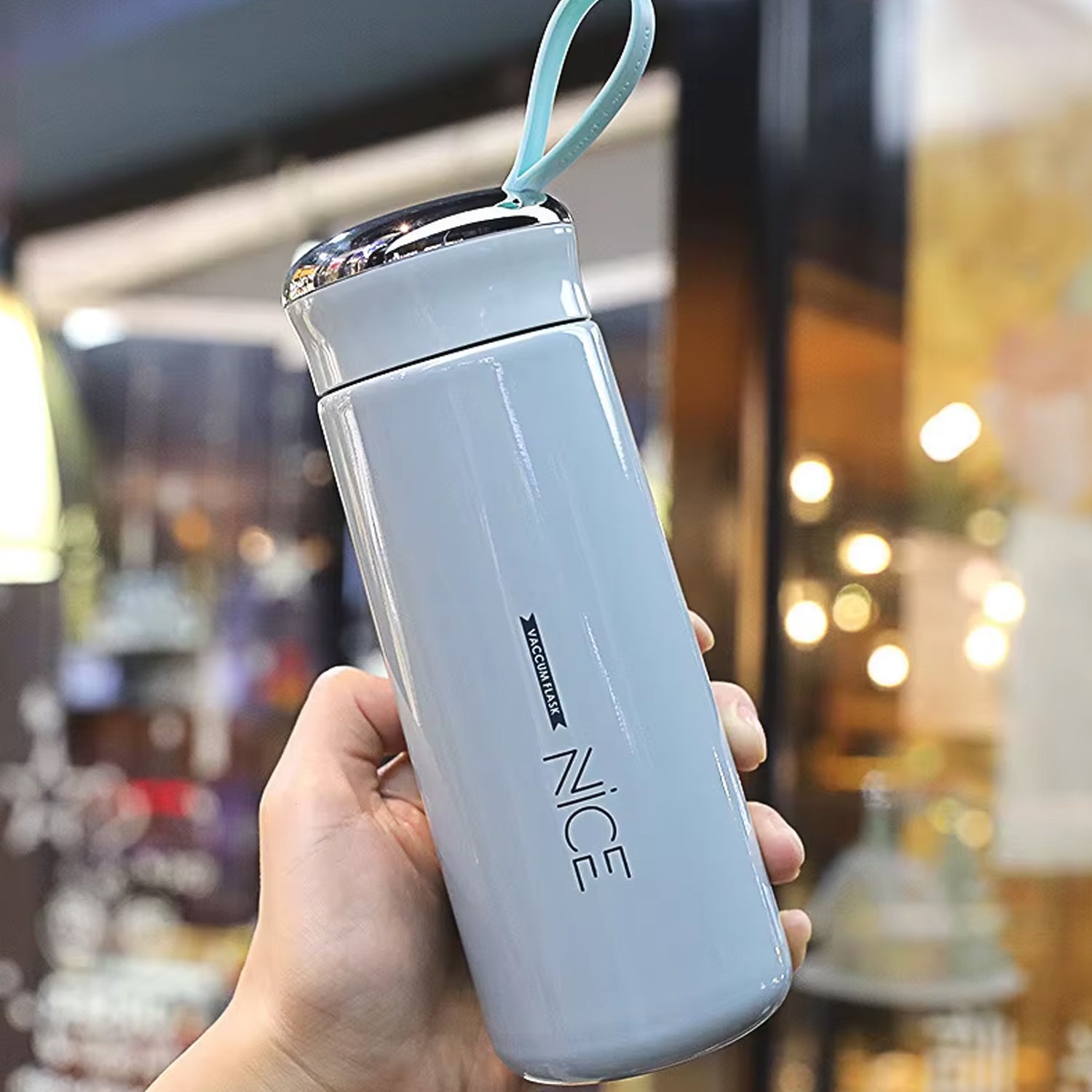 Water Bottle 400ml Leak Proof Glass Water Bottle With Daily Water Intake For Gym And Children Nice Bottle (1 Pc Light Blue Color)