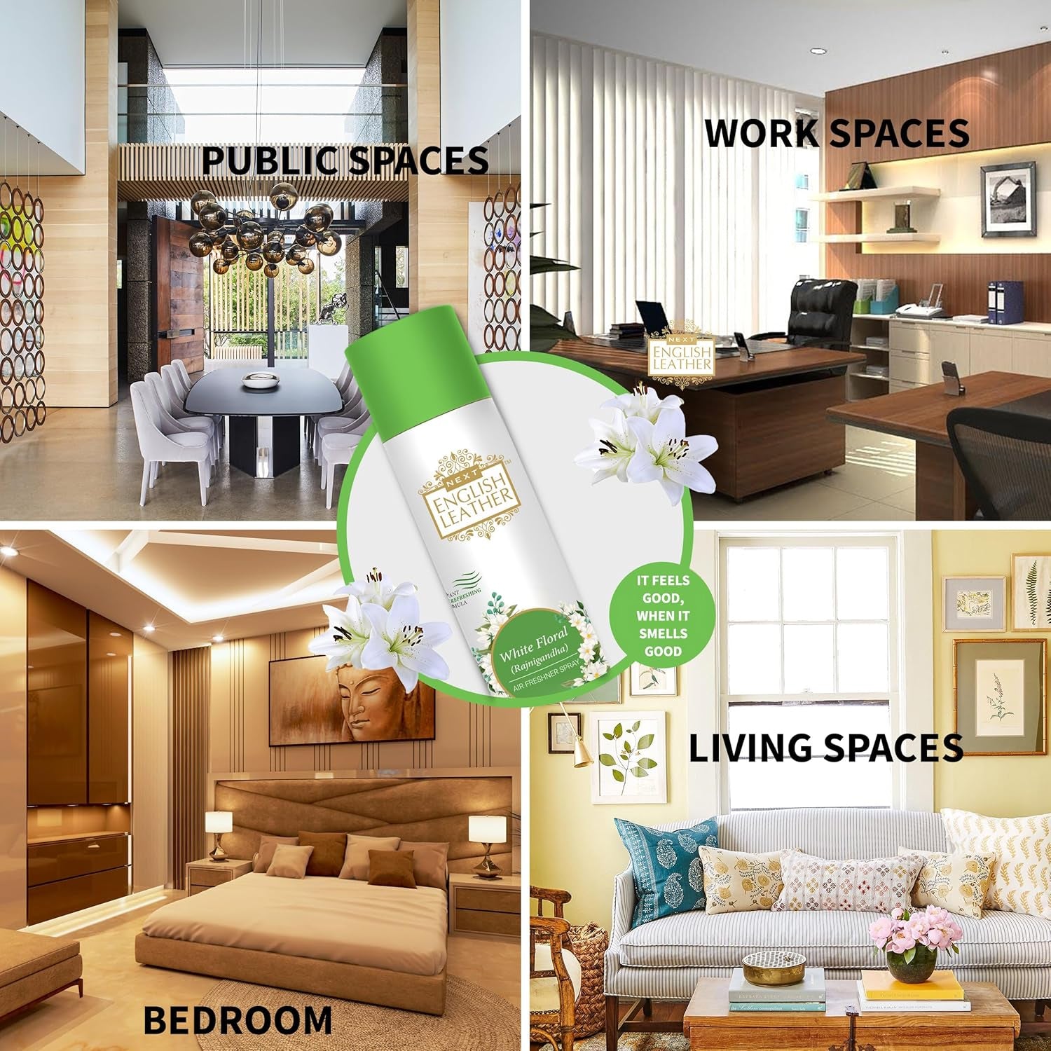 Next English Leather White Floral Rajnigandha Air Freshener Spray Home (220ml)