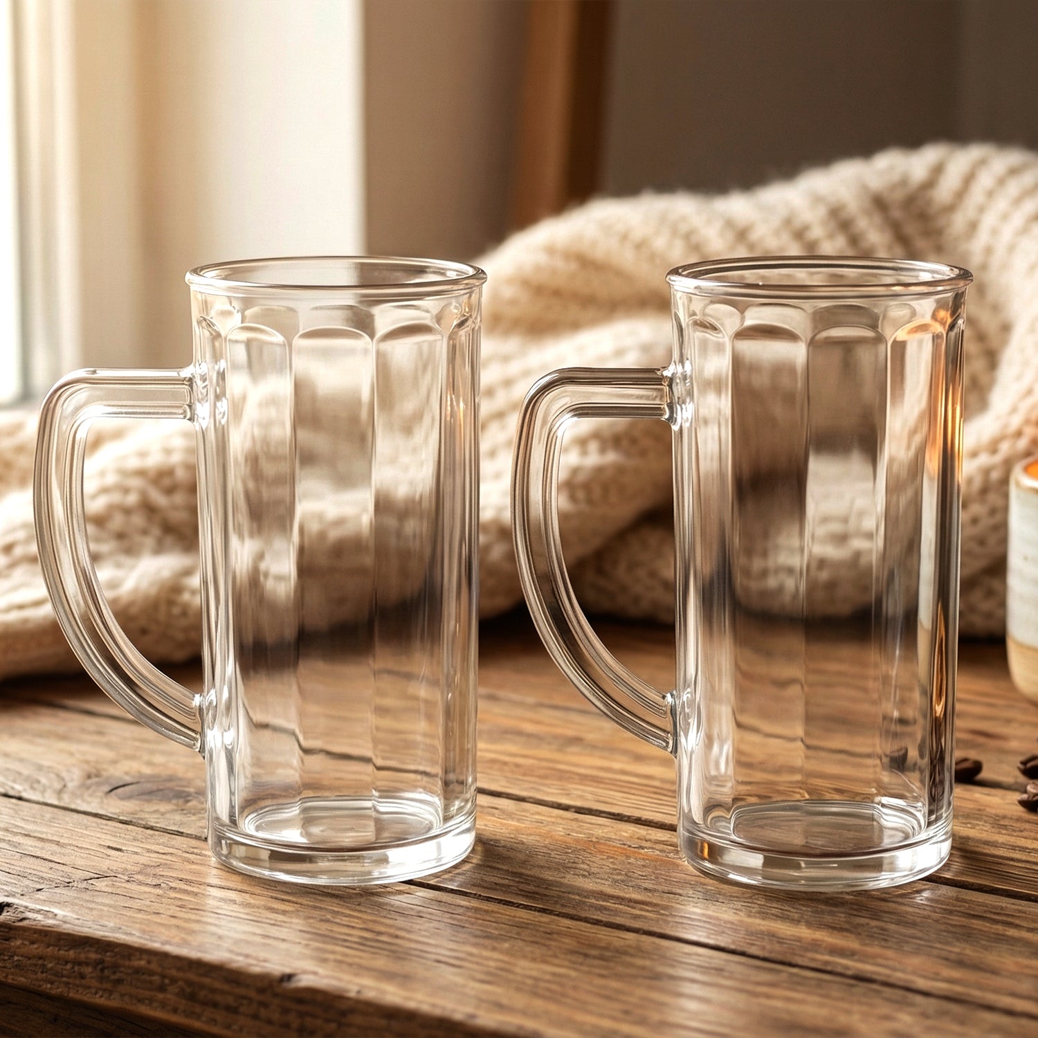 Prexo Plastic Shake Mug Glass With Handle (2 Pc Set 400 Ml Approx)