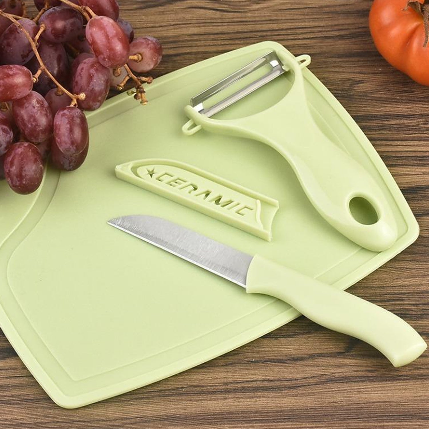5207 Plastic Kitchen Peeler - Green Classic Stainless Steel 3-piece Knife Set Combo