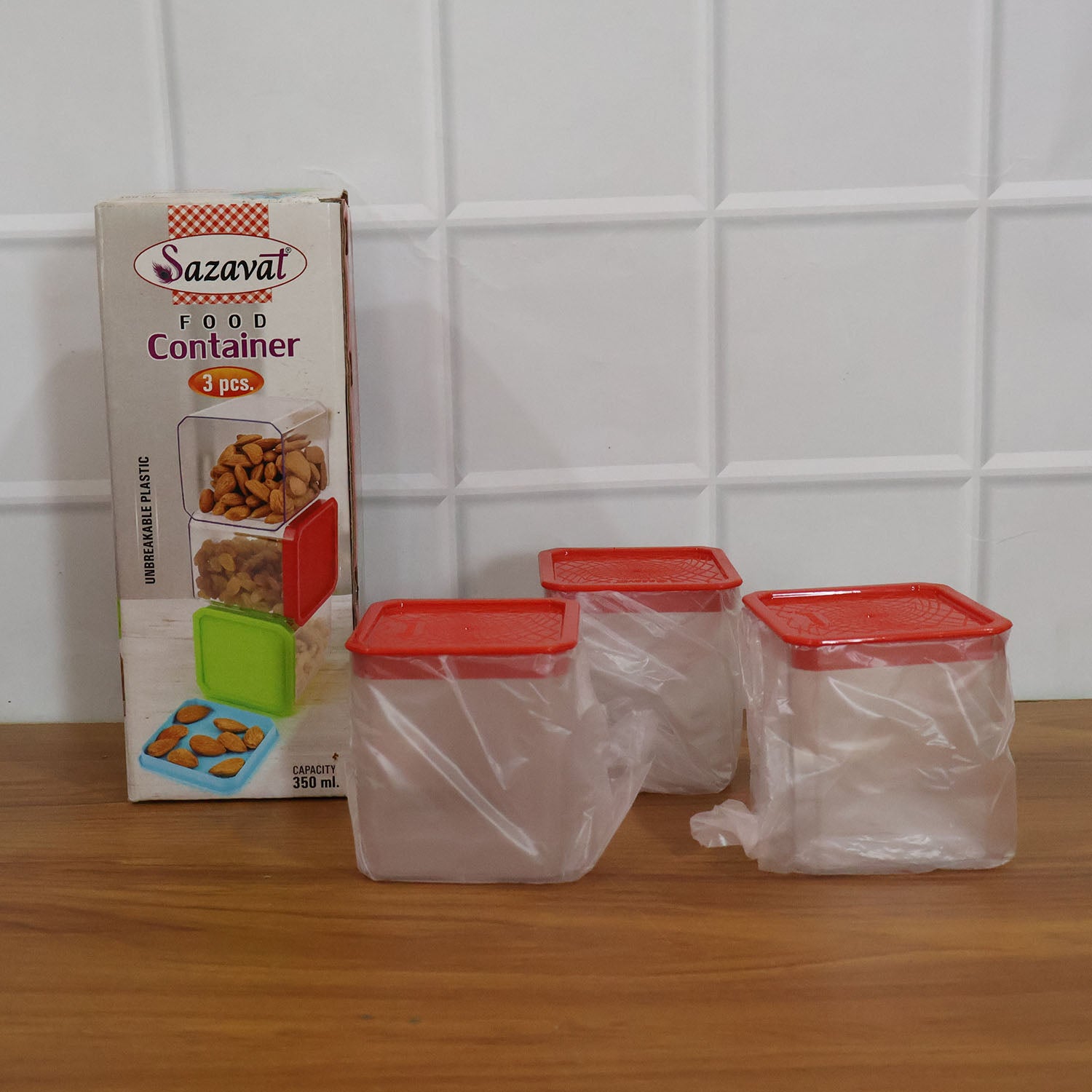 3 Piece Airtight Food Storage Container Set (1 Set 350 Ml)