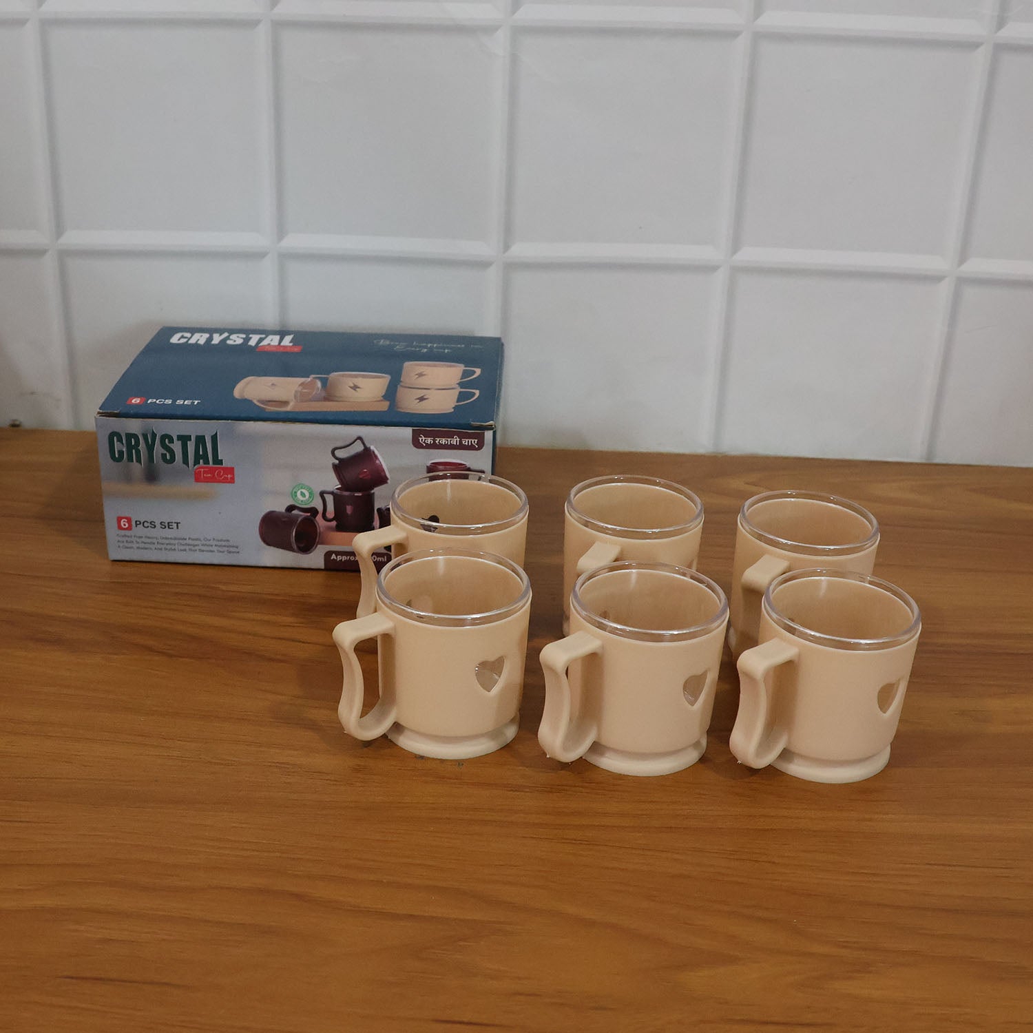 Elegant Heart Design Mini Tea Coffee Mug Set (100ml 6 Pc)