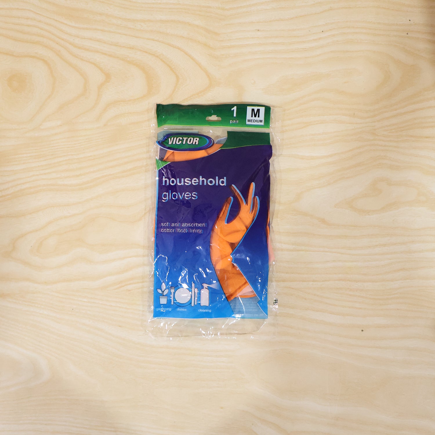 Medium Victor Orange Cleaning Rubber Gloves (1 Pair)
