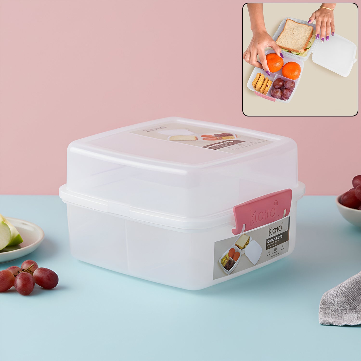 1 Large And 3 Small -compartment 1400 Ml Multipurpose Lunch Box (1400 Ml 1 Pc)