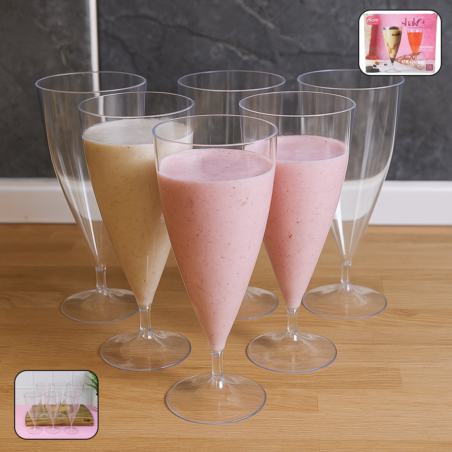 Supermom Plastic Shake Coco Glass Set (230ml 6 Pc)