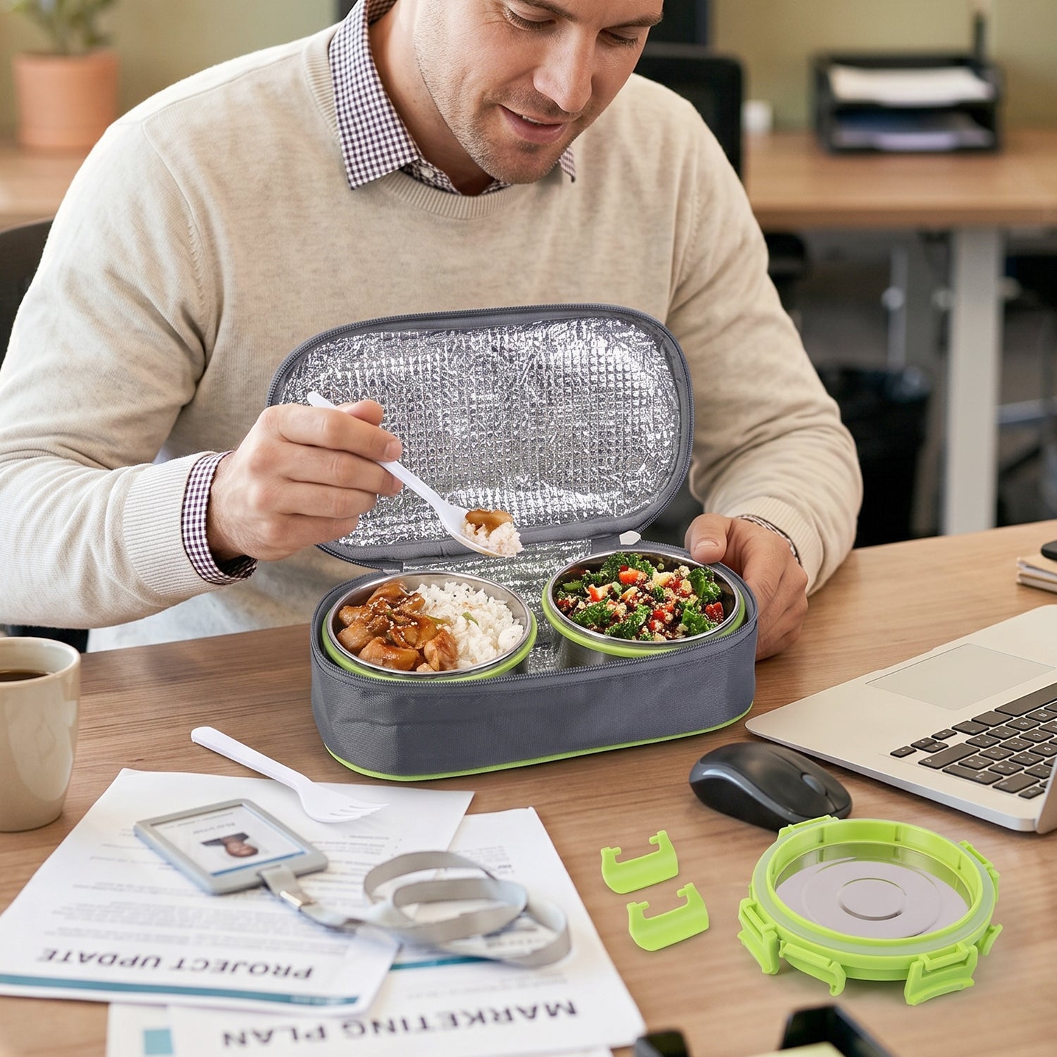 Ganesh Sigma Twin 300 Stainless Steel Lunch Box Set (1 Set)