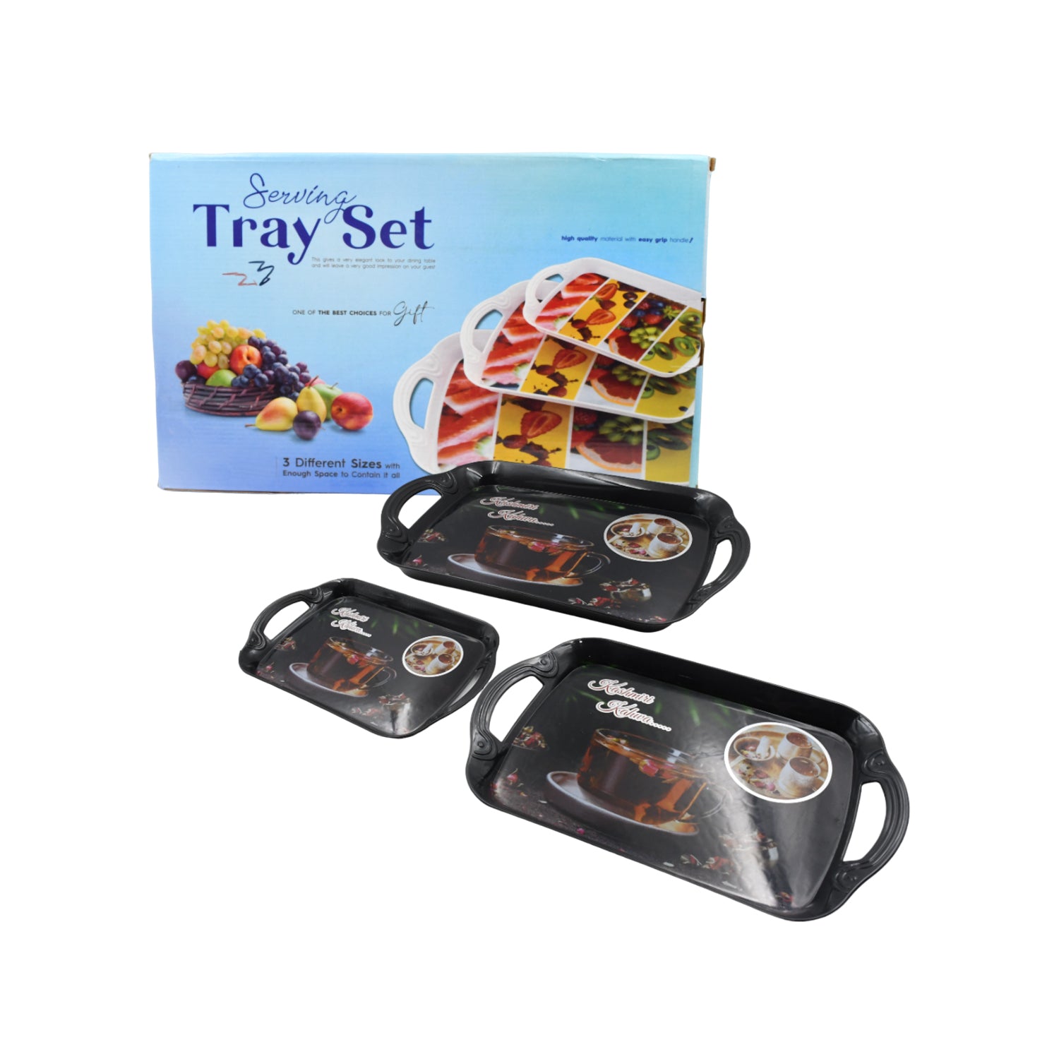 5211a Serving Tray Set Of 3 Melamine Trays For Kitchen Snacks Serving Tray Tray Set For Serving Tea Tray For Serving Fancy Trays For Serving Gift Item Different Size For Kitchen Office Use