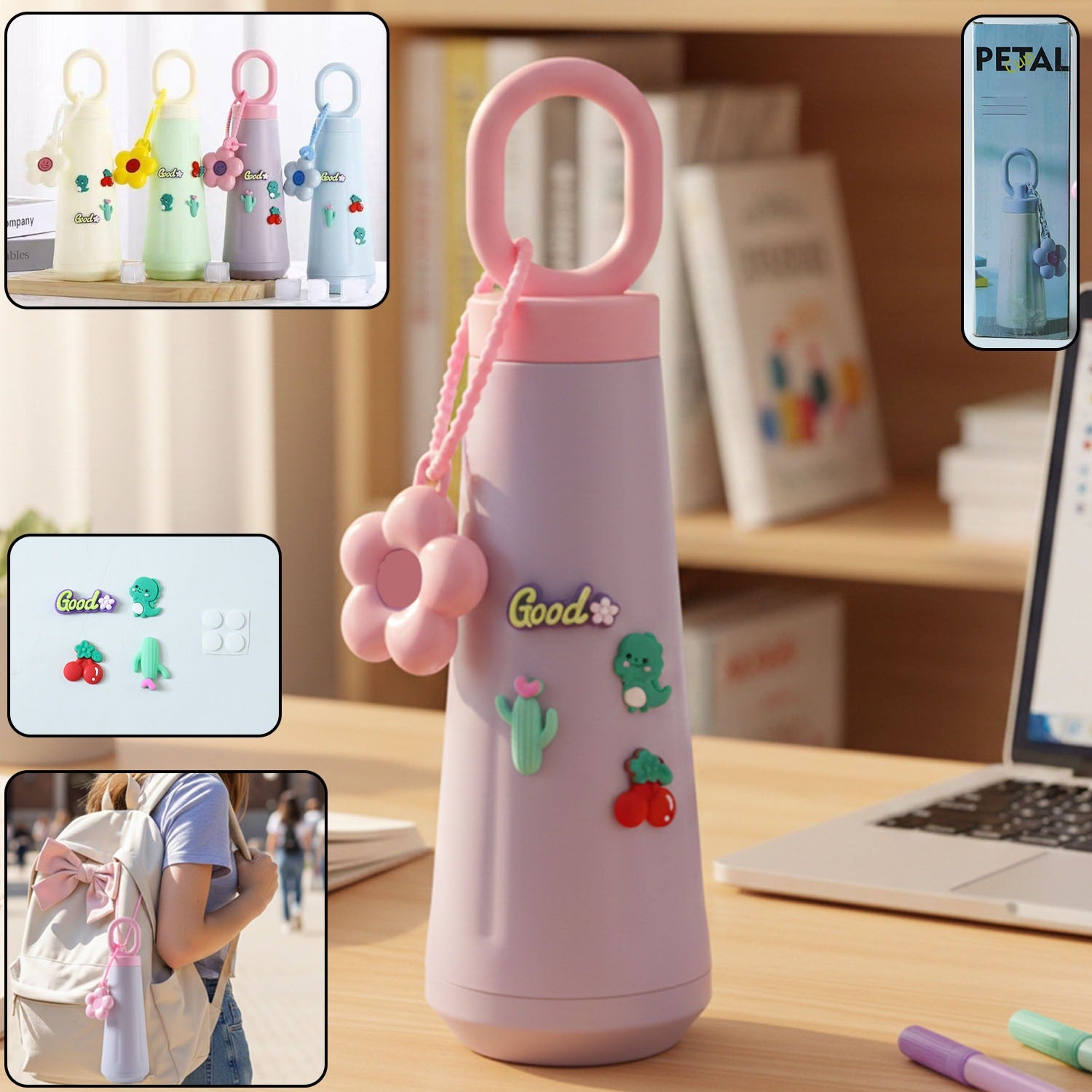 450 Ml Approx Cute Portable Water Bottle (1 Pc)