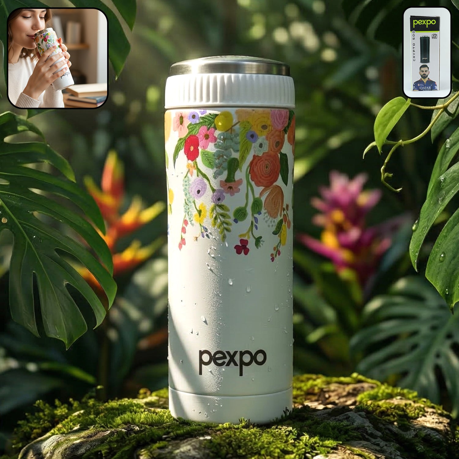Pexpo Crypto Art Hot Cold Vacuum Insulated Stainless Steel Water Bottle 500 Ml