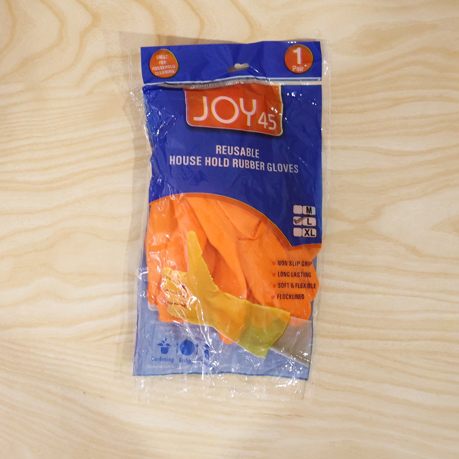 Large Orange Cleaning Rubber Gloves Reusable Kitchen Dishwashing (1 Pair)