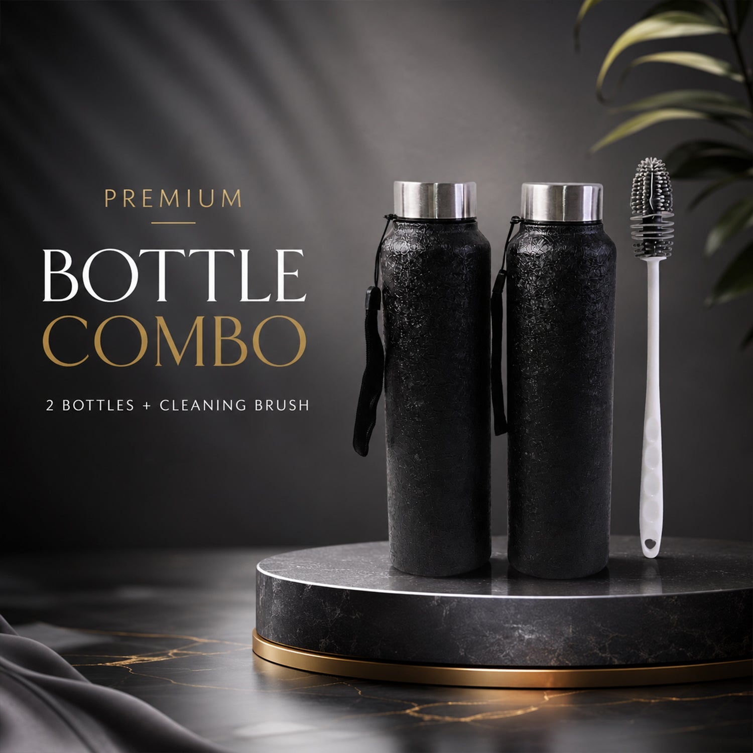 Buy 1 Stainless Steel Water Bottle With Free Cleaning Brush And Bottle (1 Set)
