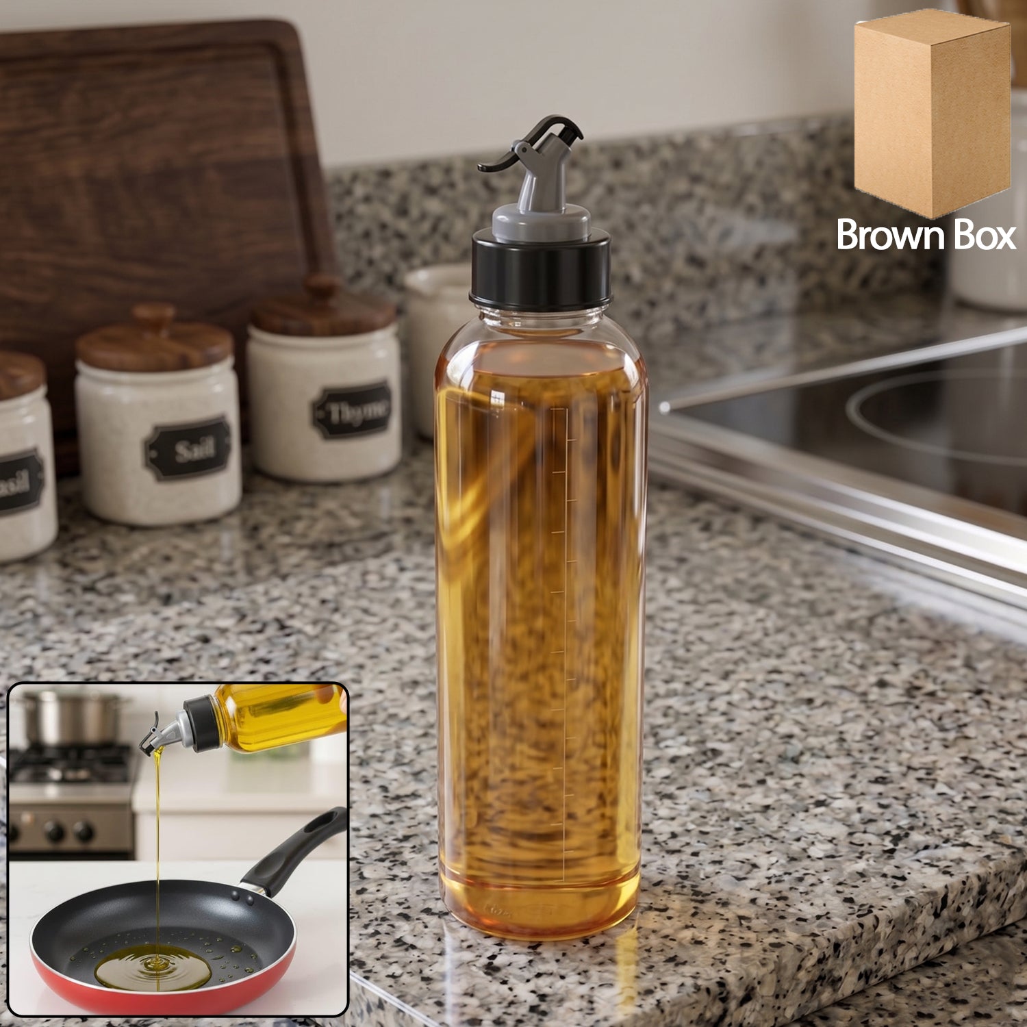Multipurpose Oil Dispenser Bottle With Flip Top Pour Spout 900 Ml