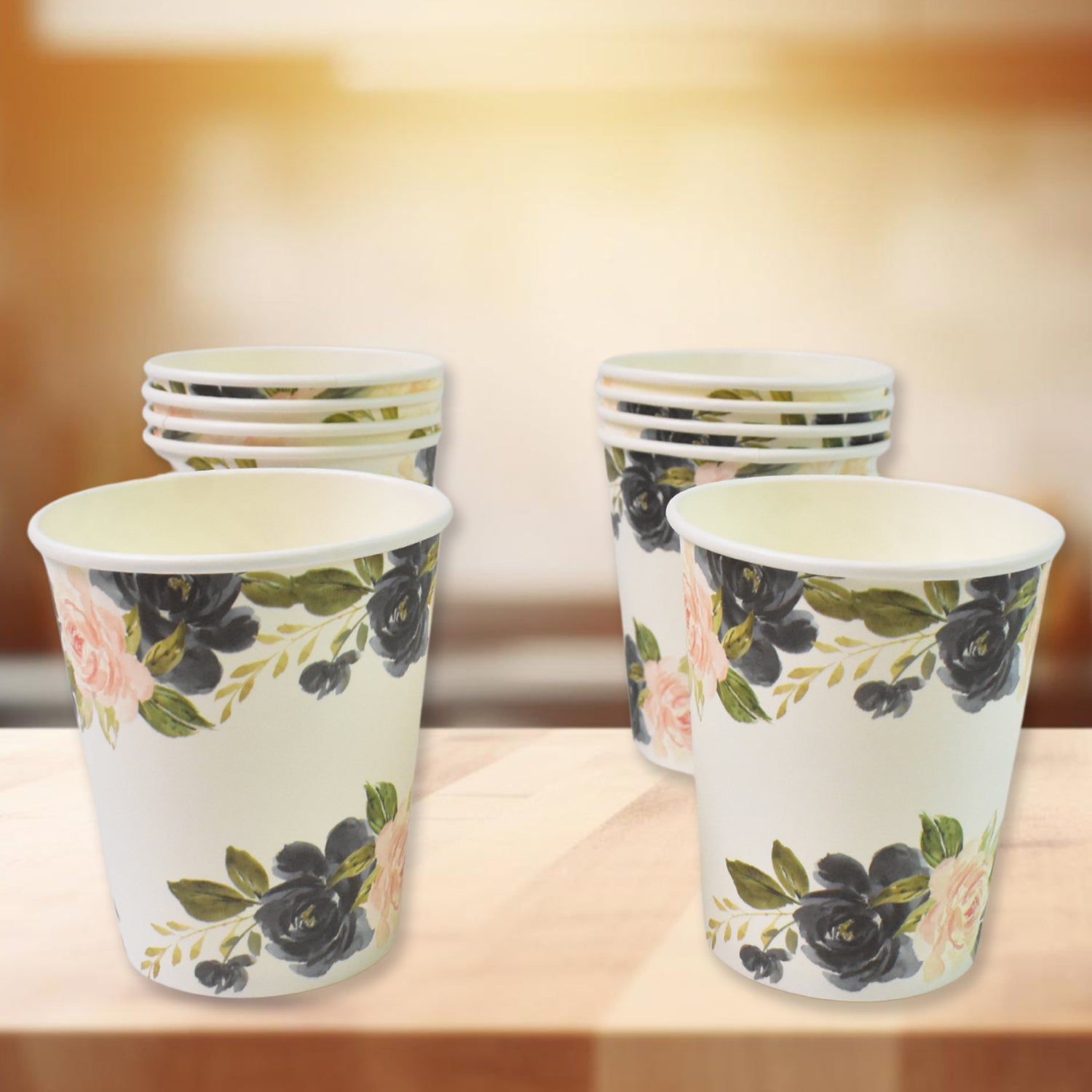 Disposable Paper Cups Disposable Tea Coffee Cups (10 Pcs Set Mix Color Design)