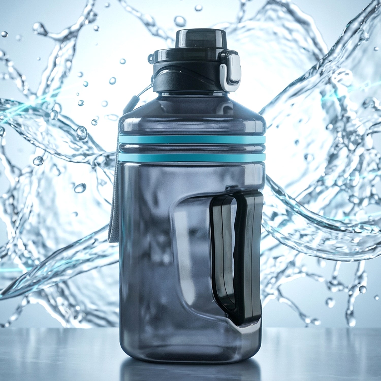 Large Square Gallon Style Water Bottle With Handle 1500 Ml