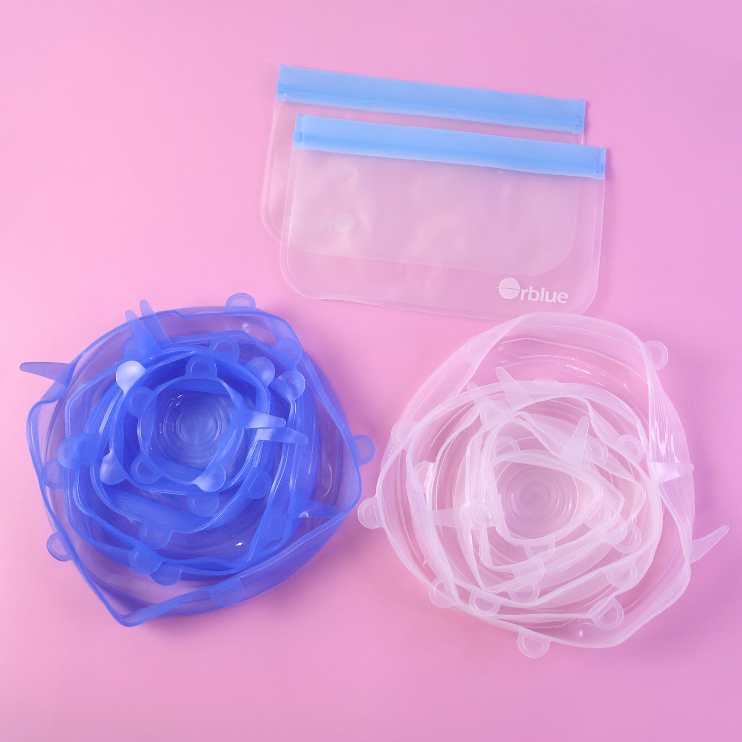 12 Peace Reusable Stretch Lids Set With 2 Storage Pouches Flexible Food Cover Lids
