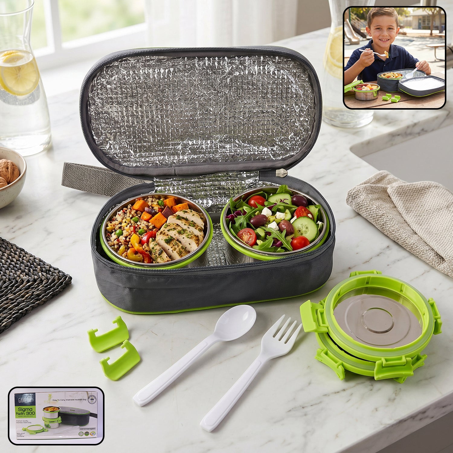 Ganesh Sigma Twin 300 Stainless Steel Lunch Box Set (1 Set)