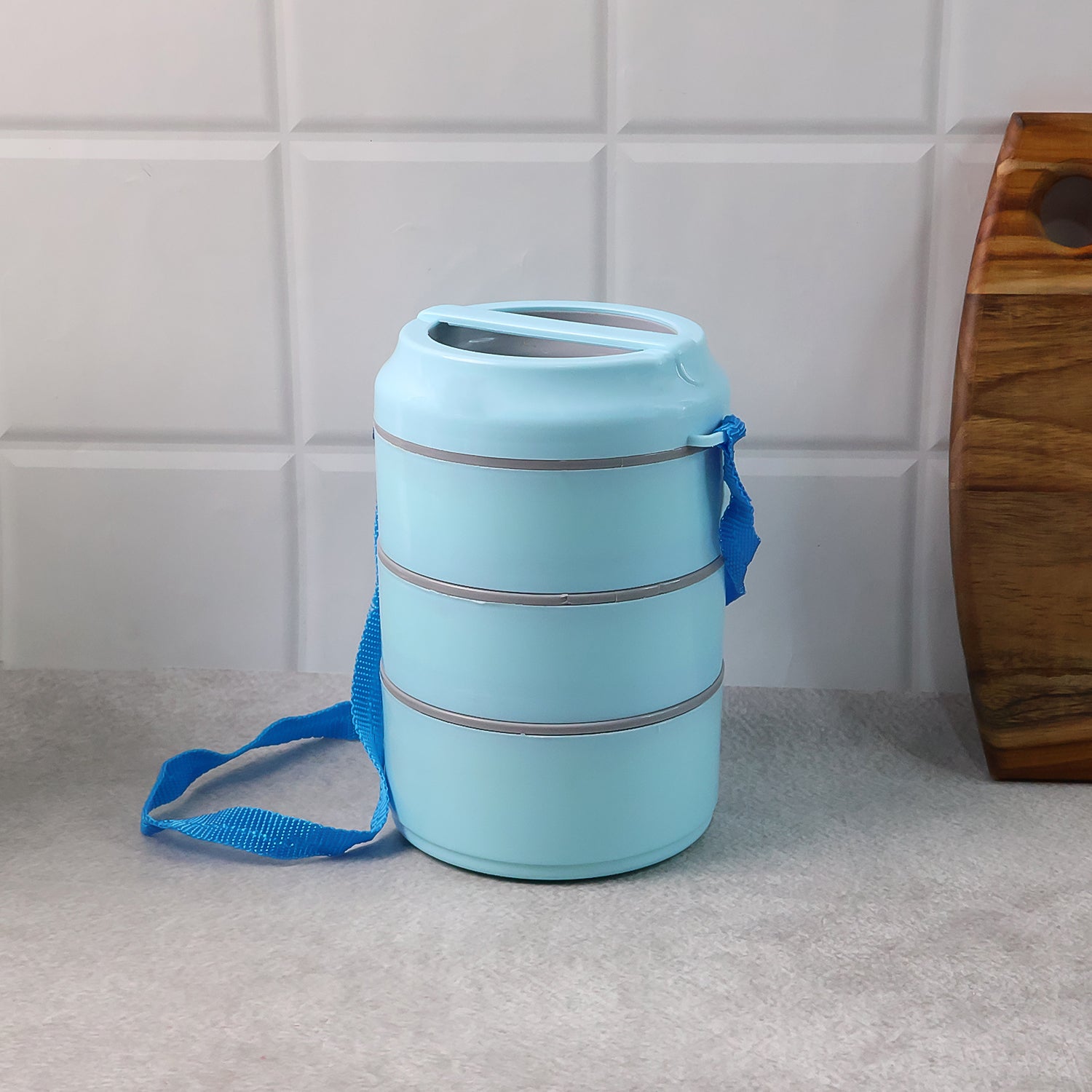 3 Layer Insulated Lunch Box Set With Handle Strap - (Set)