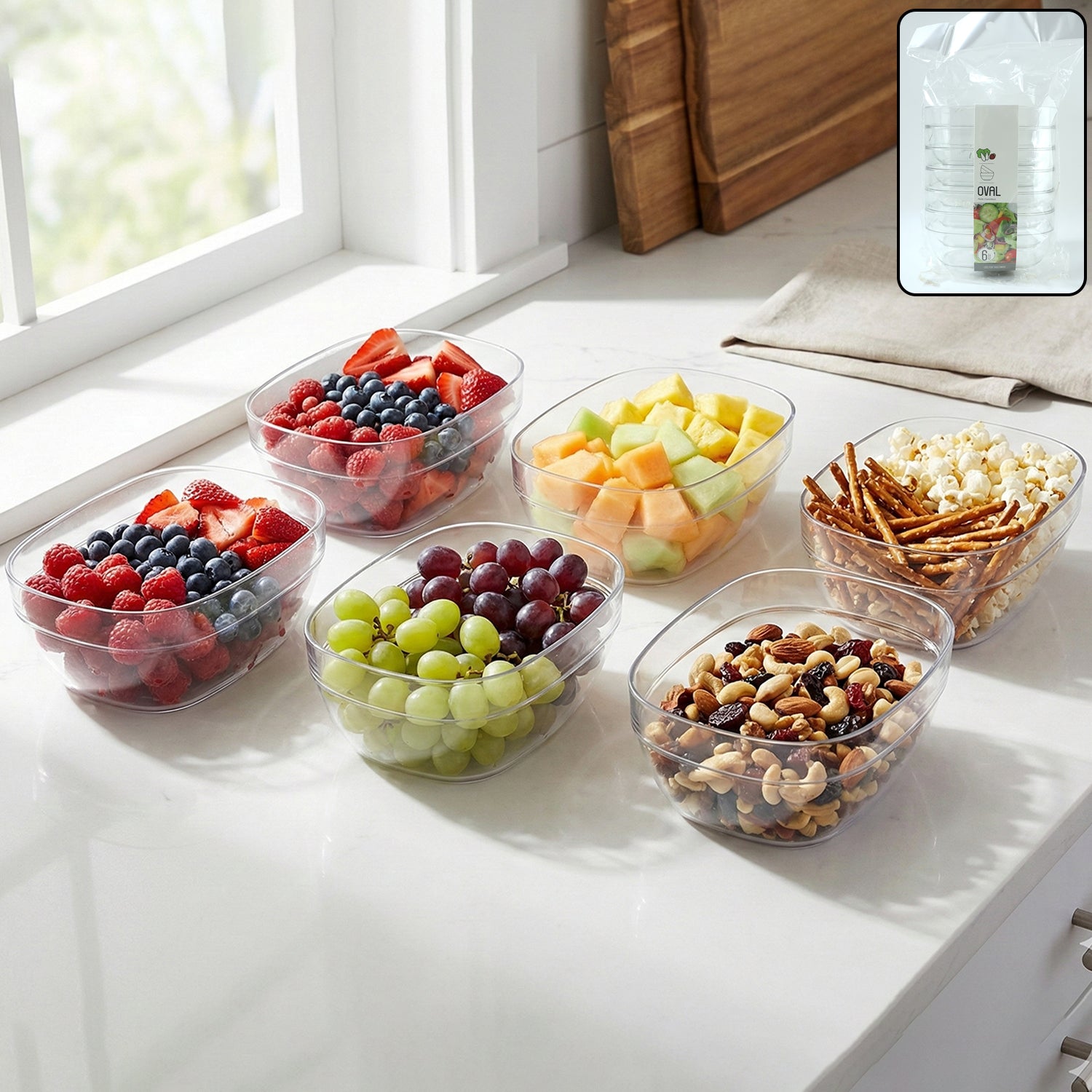 Multipurpose Transparent Serving Storage Bowls Set (6 Pc Set)