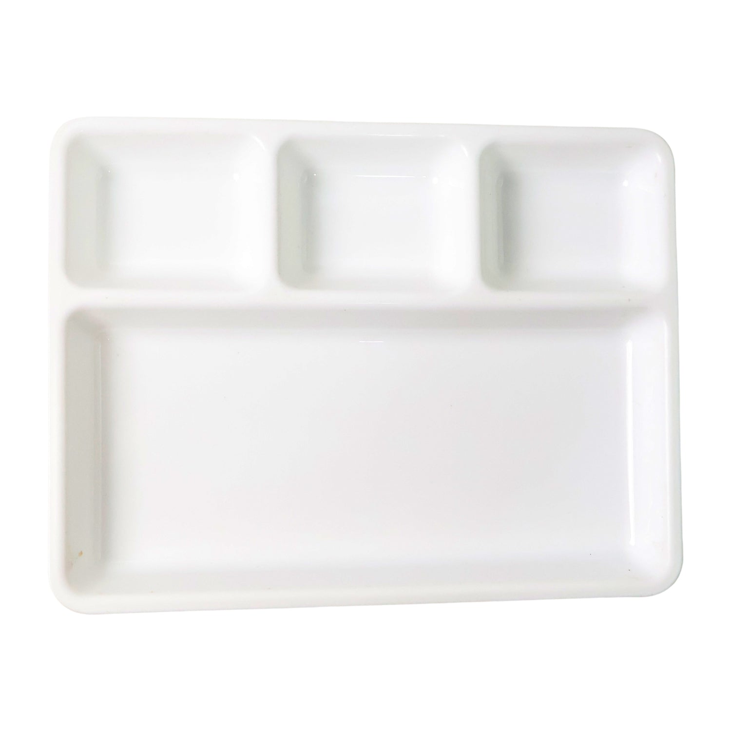 Plastic 4-compartment Rectangular Meal Serving Tray Plate (1 Pc White)