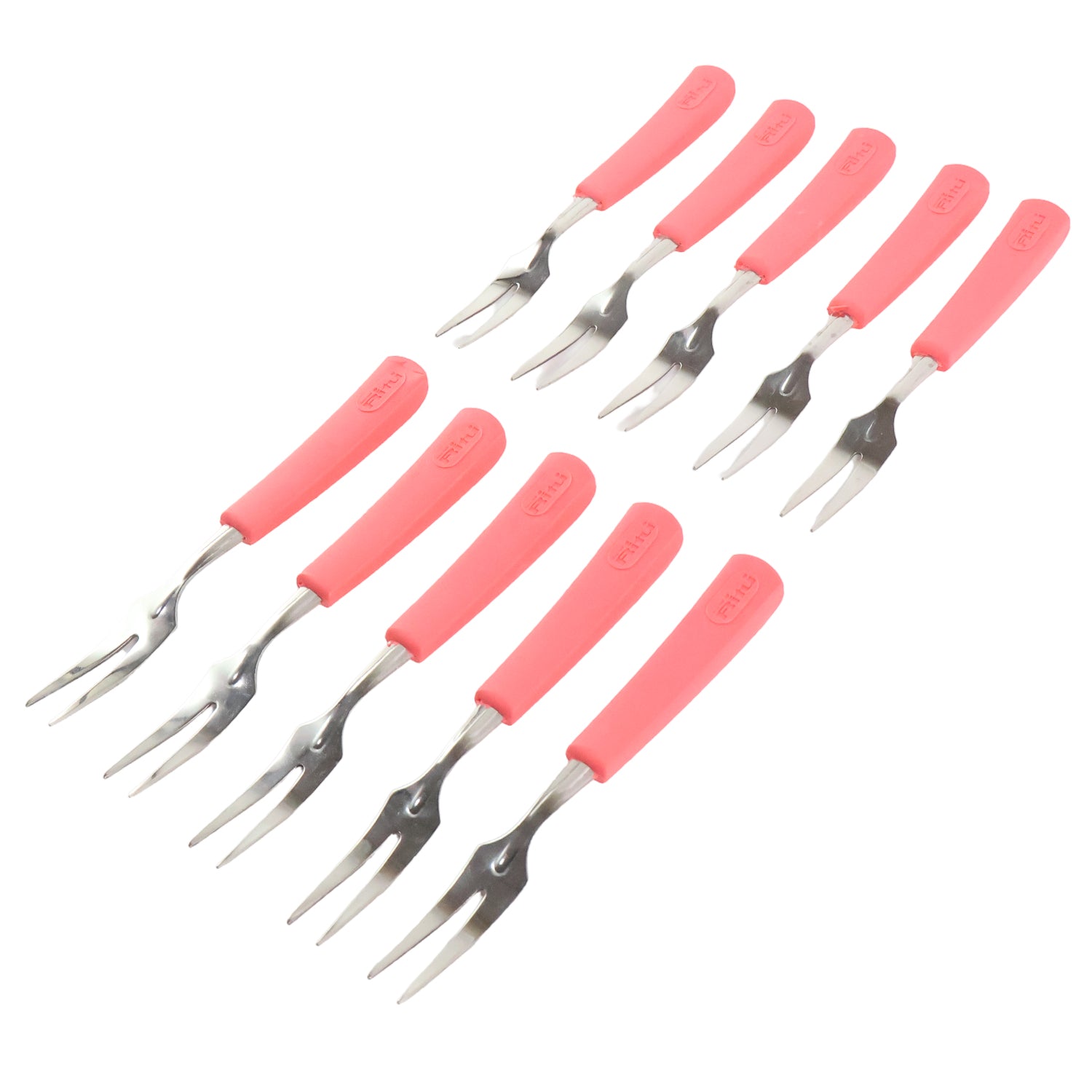Premium Stainless Steel Fruit Fork Set 10 Pieces With Soft Non-slip Handle