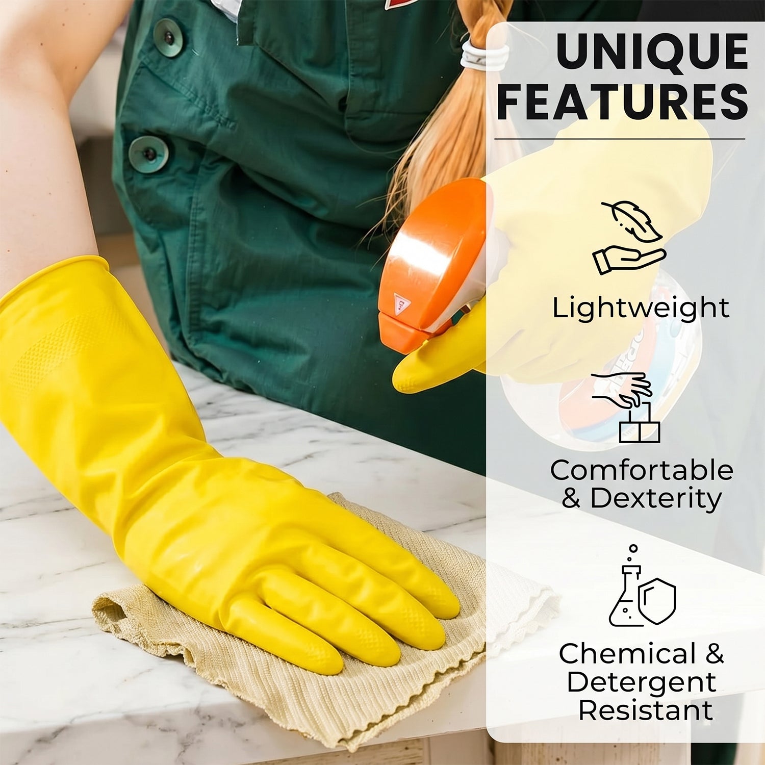 Large Victor Yellow Cleaning Rubber Gloves Reusable Kitchen Dishwash (1 Pair)