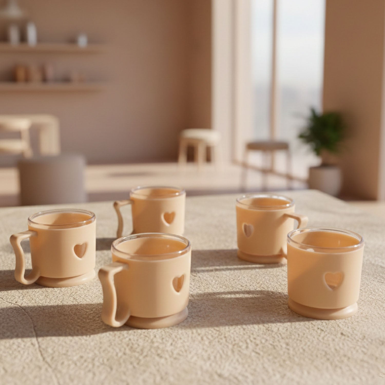 Elegant Heart Design Mini Tea Coffee Mug Set (100ml 6 Pc)