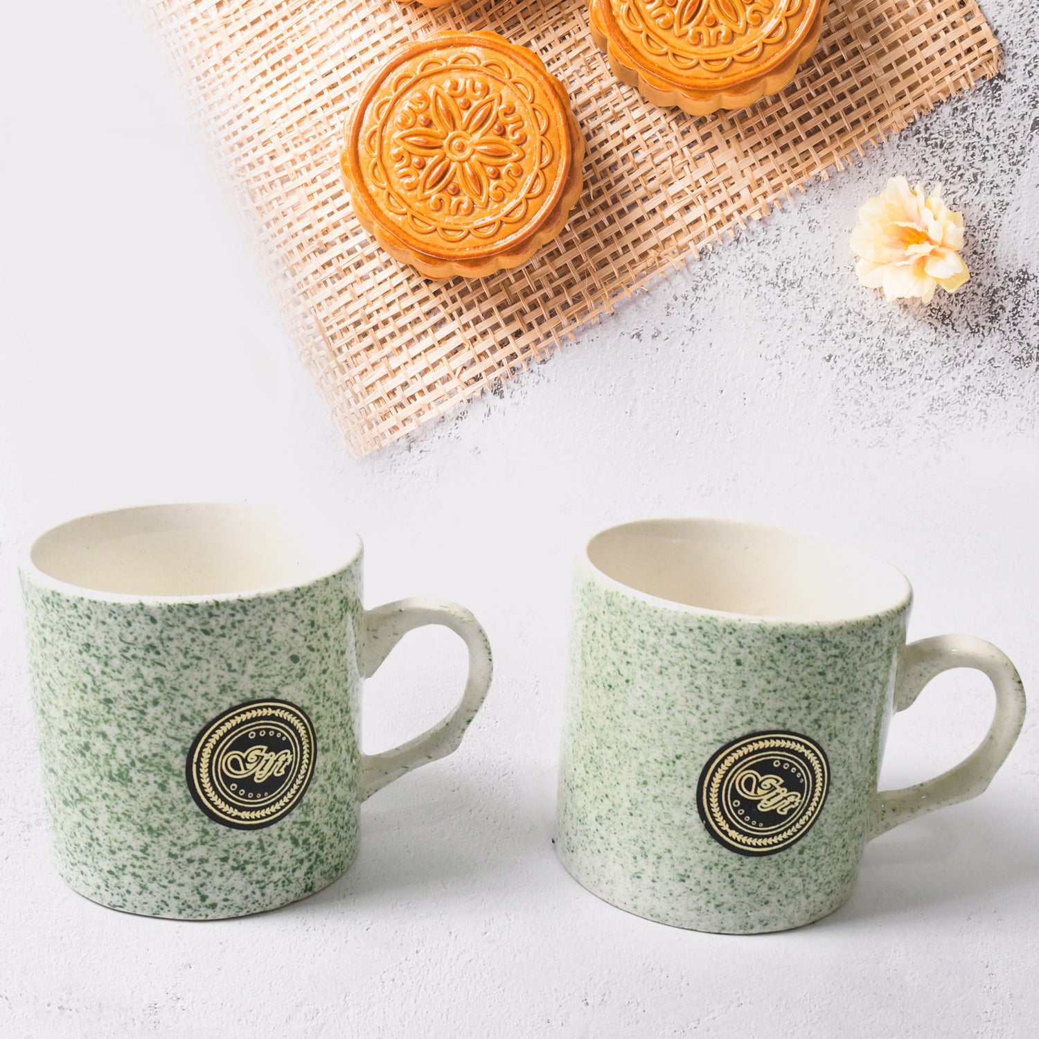 8227 Alpino Ceramic Tea Cups Set With Plastic Serving 2 Compartment Platter Milk Cup Mug Coffee Cup Tea Cup Bpa Free Food Grade Or Outdoor For Household Gift For Birthday (3 Pcs Set)