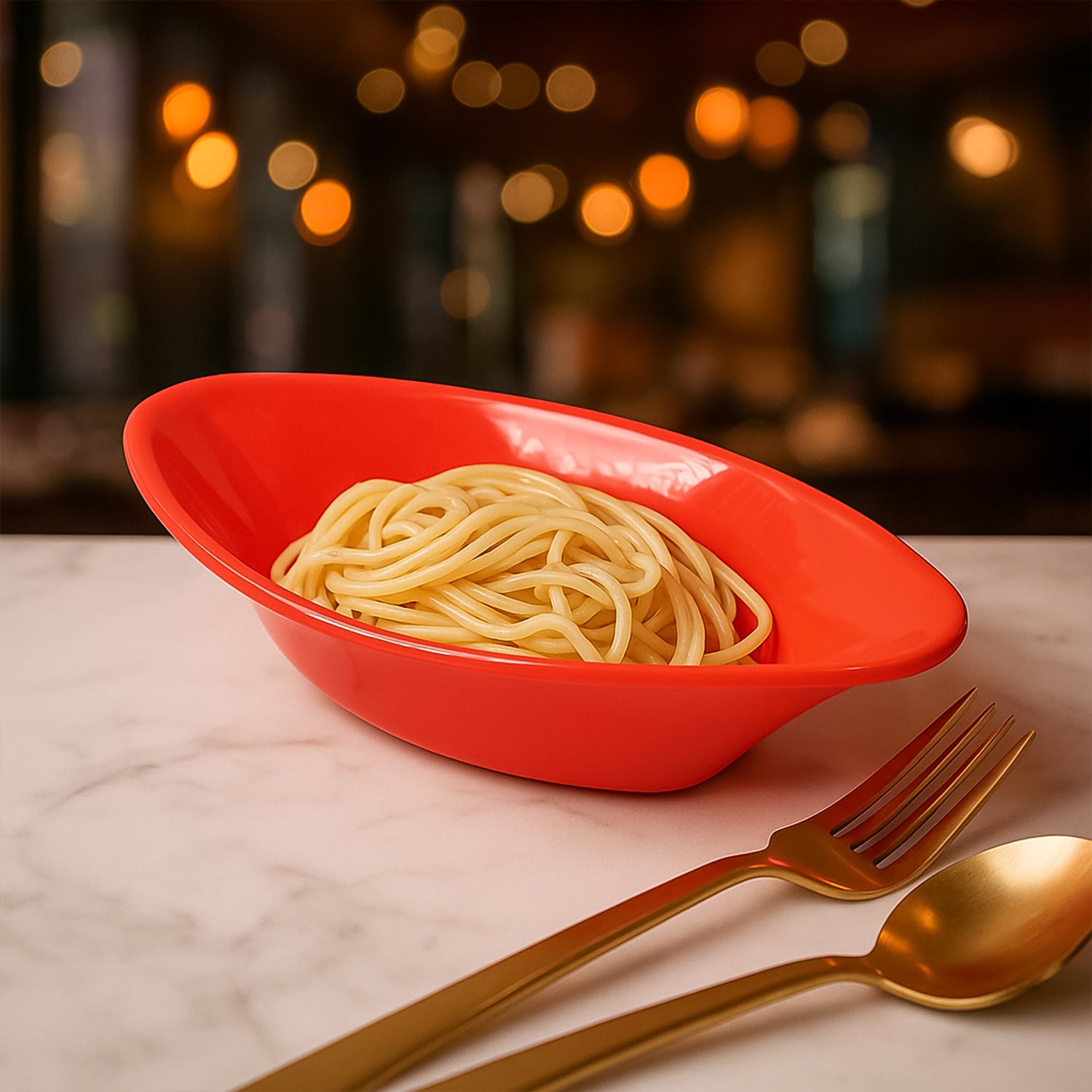 Plastic Marin Serving Bowl Elegant Oval Deep Bowl (1 Pc Red)