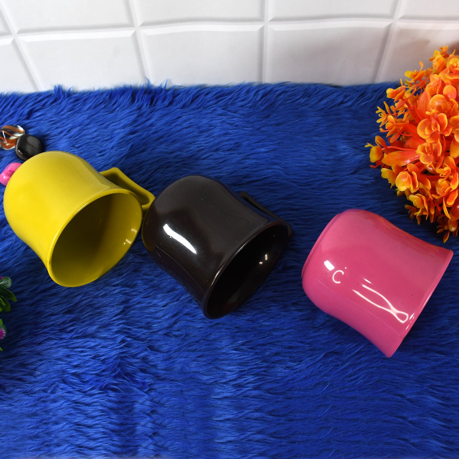 Premium Plastic Coffee Tea Cups Mug With Handle (1 Pc With Color Box Mix Color)