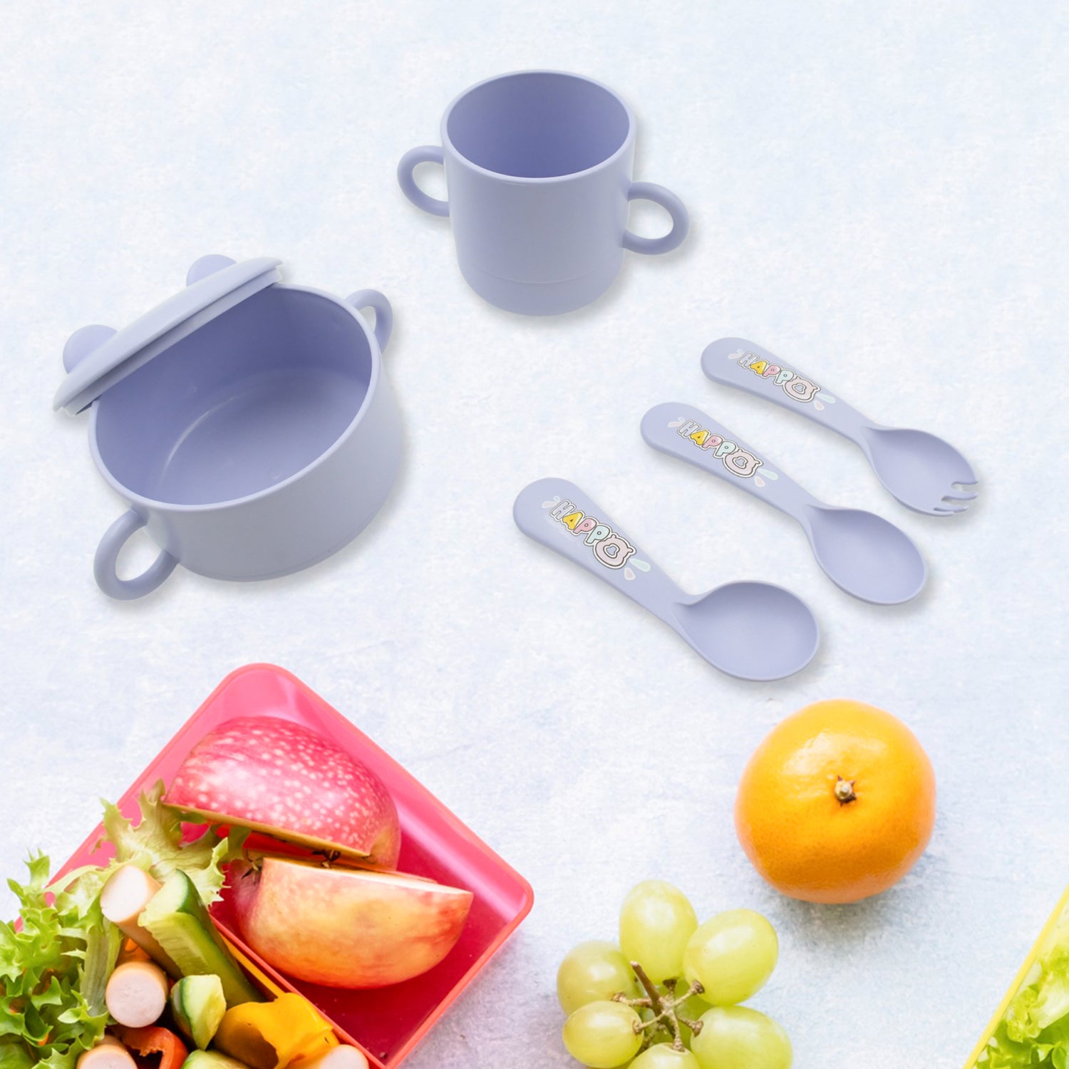 Baby Feeding Set For Kids And Toddlerschildren Children Dinnerware Set - Bamboo Fibre Feeding Set For Kids Cartoon Design Plate Cup Spoon Fork And Chopsticks Tableware Cutlery For Kids Microwave Dishwasher Safe (7 Pcs Set)