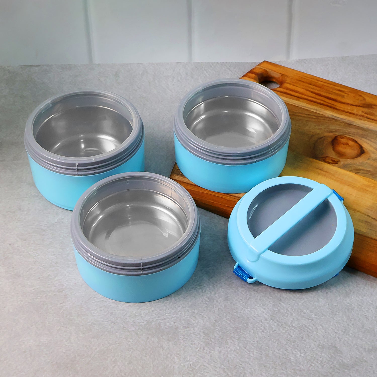 3 Layer Insulated Lunch Box Set With Handle Strap - (Set)