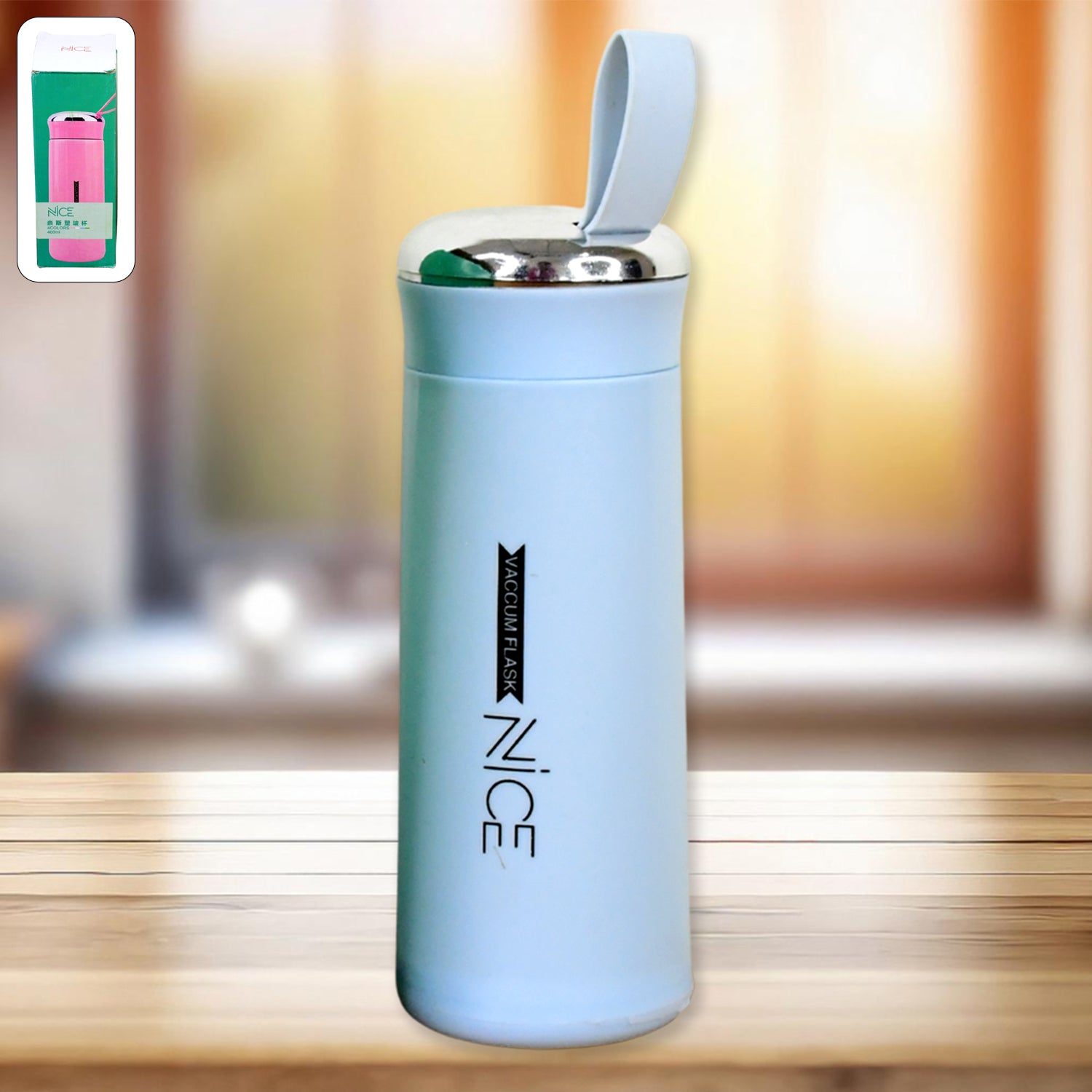 Water Bottle 400ml Leak Proof Glass Water Bottle With Daily Water Intake For Gym And Children Nice Bottle (1 Pc Light Blue Color)