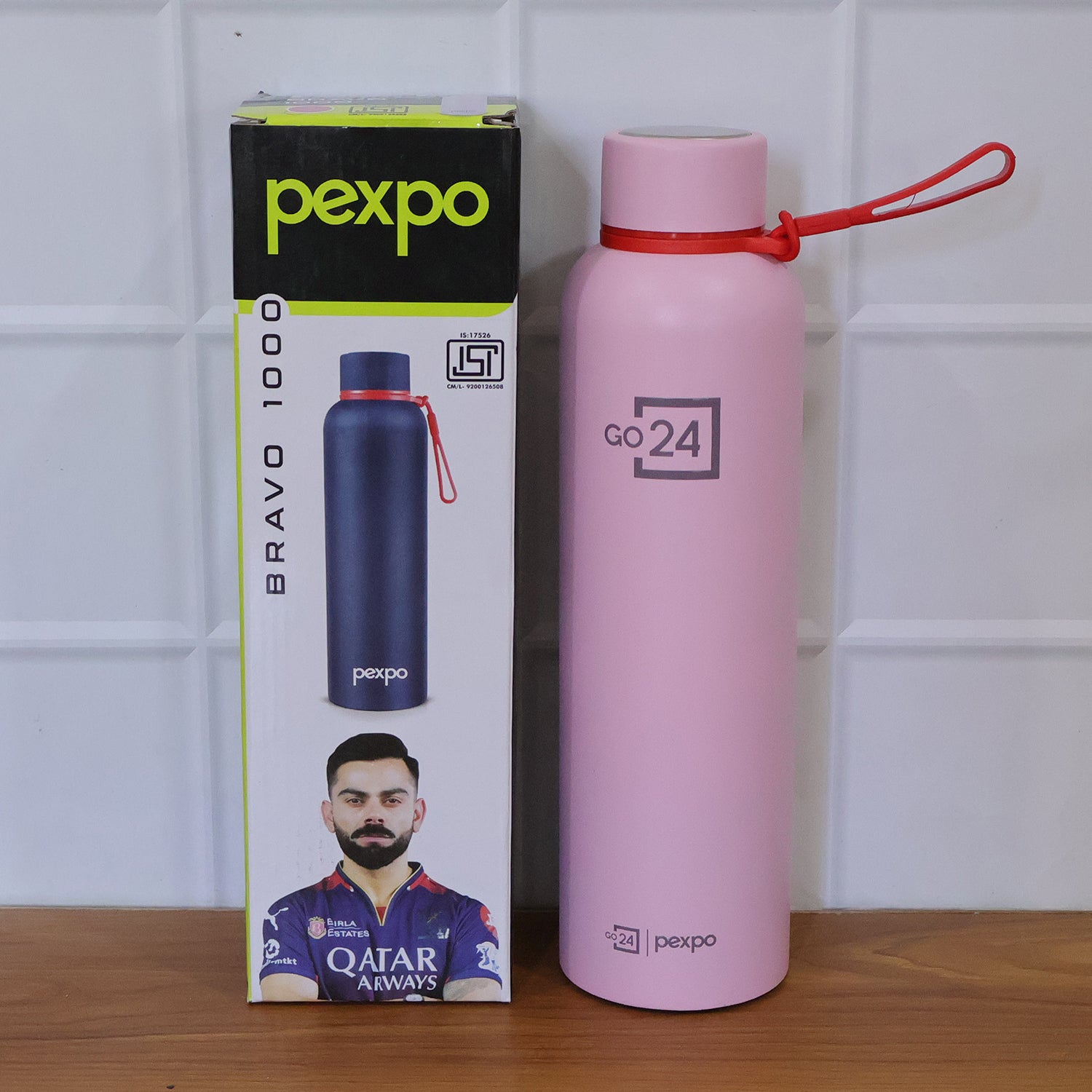 Pexpo Bravo Vacuum Insulated Hot Cold Stainless Steel Water Bottle 1000 Ml