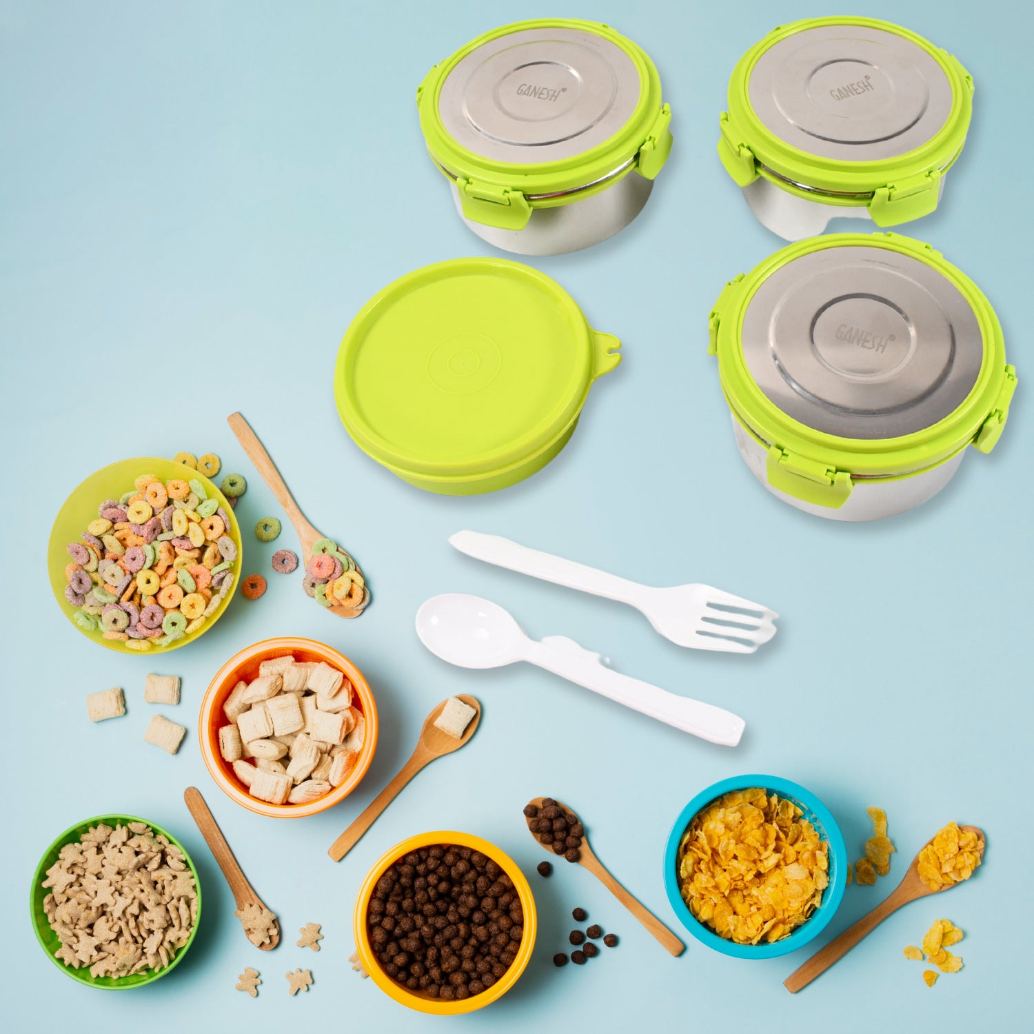 Stainless Steel Tiffin Lunch Box Container Dabba With 4 Side Clip Lock Lid For Office School Use Food Grade Air Tight Easy To Carry Leak Proof
