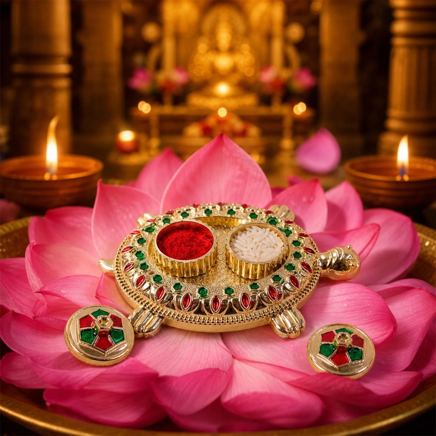 Tortoise Shaped Kankavati Kumkum Holder For Puja And Tilak Rituals (1 Pc)