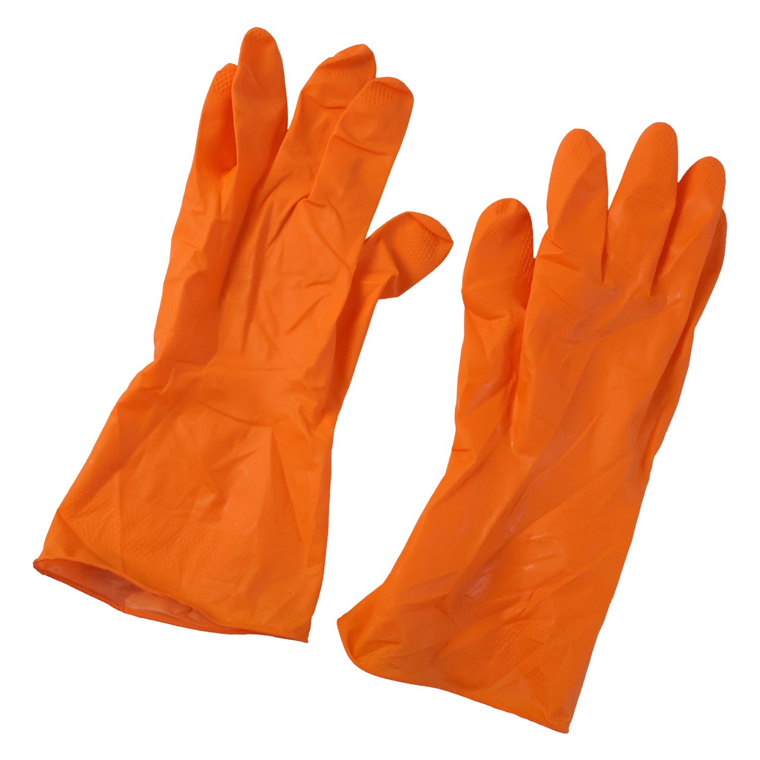 Large Orange Cleaning Rubber Gloves Reusable Kitchen Dishwashing (1 Pair)