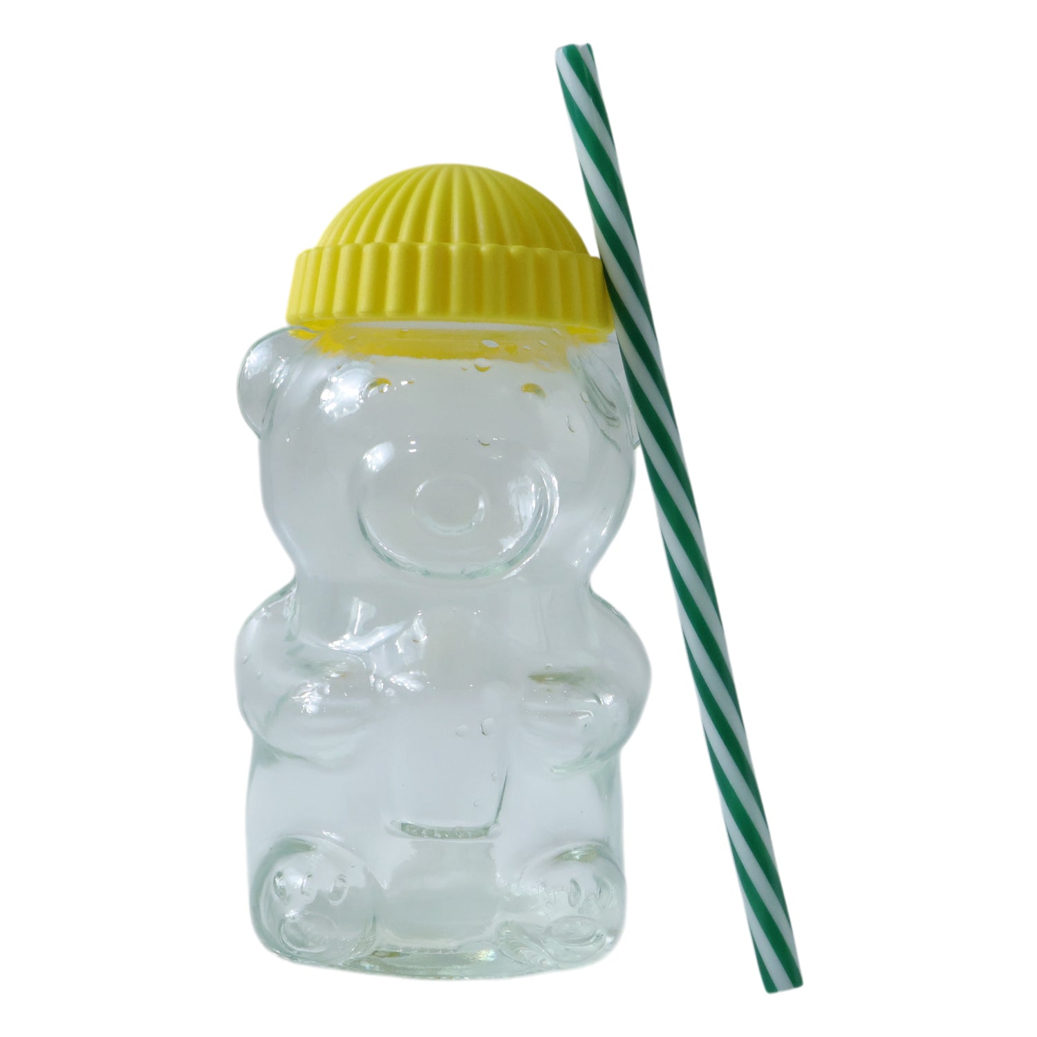Cute Glass Bear Shape Kids Drinking Cup Bottle With Straw (1 Pc 350 Ml)
