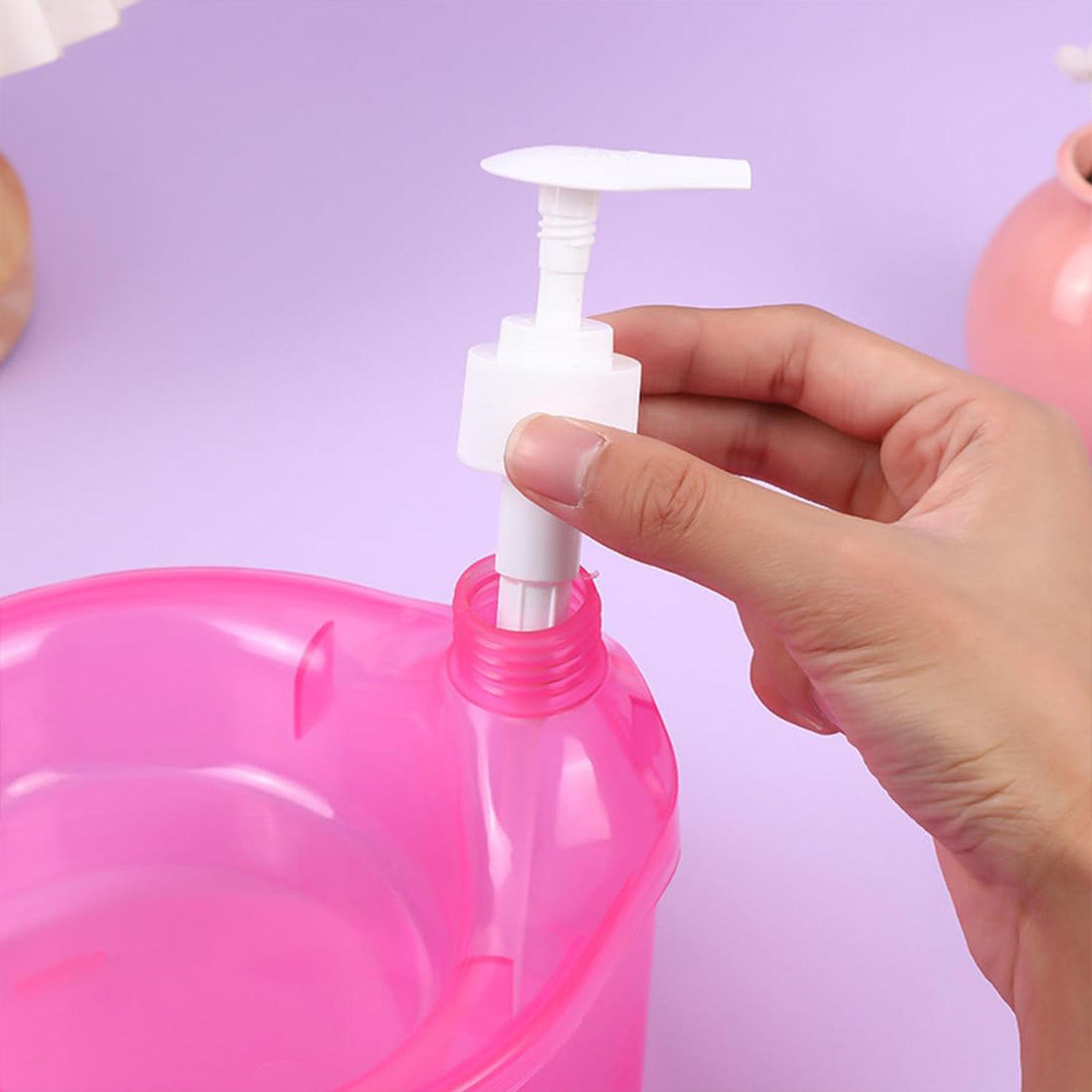 12589 Double Layer Liquid Soap Dispenser With Pump And Sponge Practical For Hotel Sink Clear Soap Dispensing Liquid Pump Bottle For Home Kitchen Rectangle ( 2 In 1 )