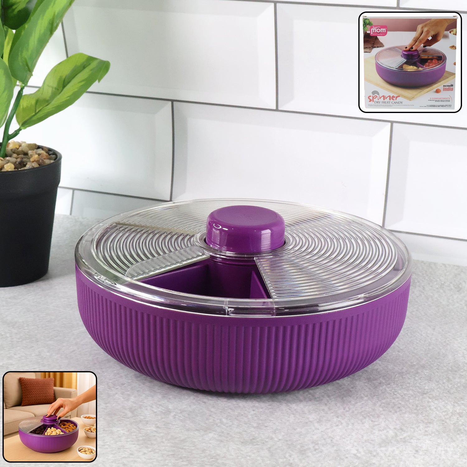 Supermom Multipurpose Round Rotating Dry Fruit Snack Storage Container (1 Pc)