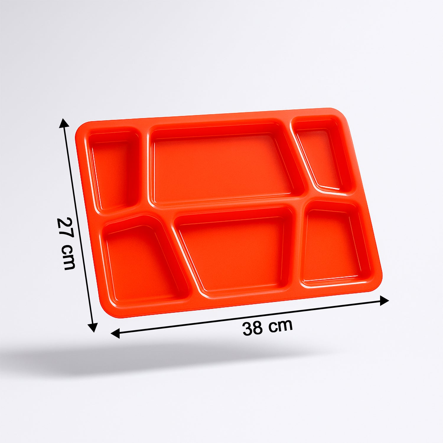 Plastic Multi-compartment Rectangular Meal Serving Tray Plate (1 Pc Red)