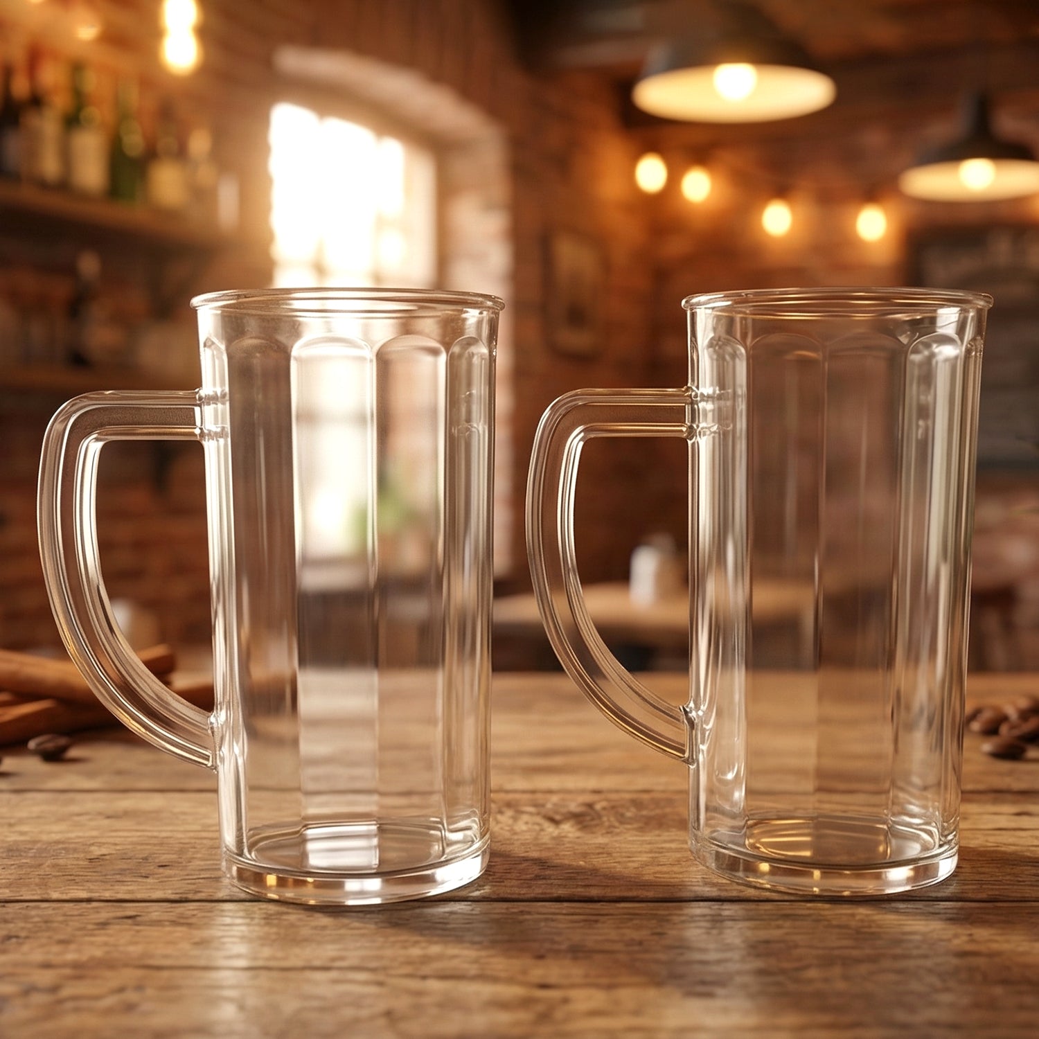 Prexo Plastic Shake Mug Glass With Handle (2 Pc Set 400 Ml Approx)