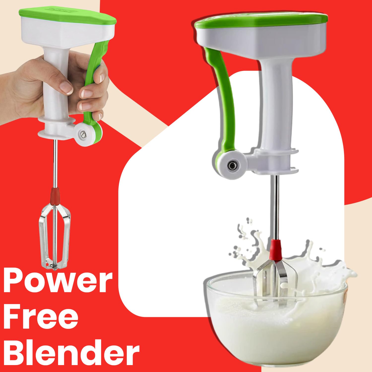 Combo of Steel Potato Masher & Power-Free Blender – Easy-to-Use Manual Kitchen Tools for Mashing, Blending, and Cooking | Essential Set for Smoothies, Sauces, and Mashed Potatoes