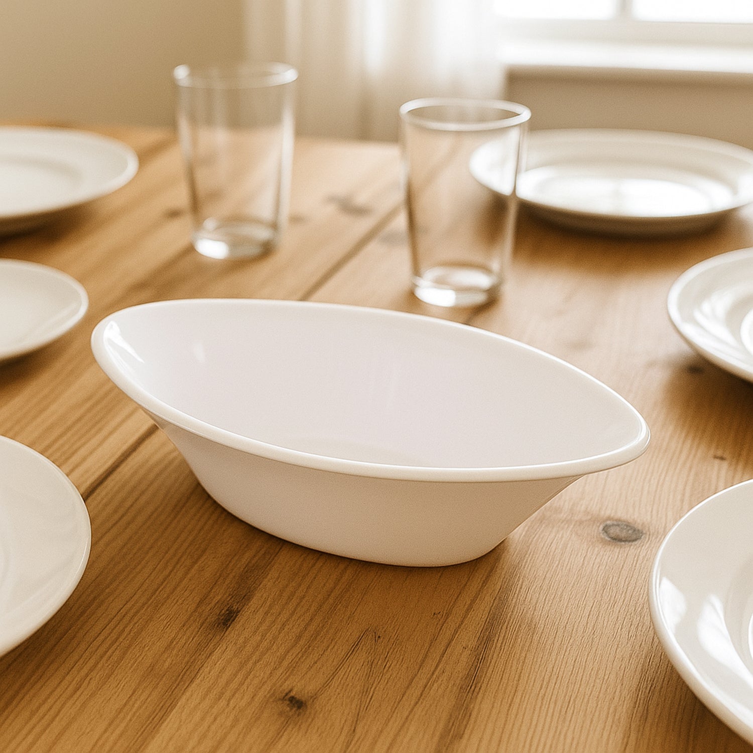 Plastic Marin Serving Bowl Elegant Oval Deep Bowl (1 Pc White)