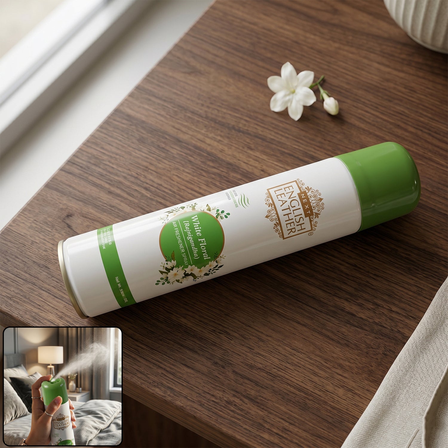 Next English Leather White Floral Rajnigandha Air Freshener Spray Home (220ml)