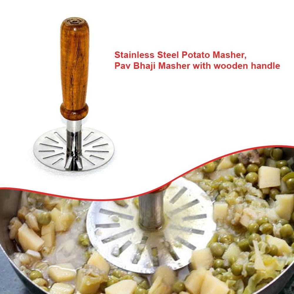 Combo of Steel Potato Masher, Manual Whisk Mixer, Spatula, Pastry Brush & Power-Free Blender – Easy-to-Use Cooking Essential Kitchen Tools for Cooking, Baking, and Mixing