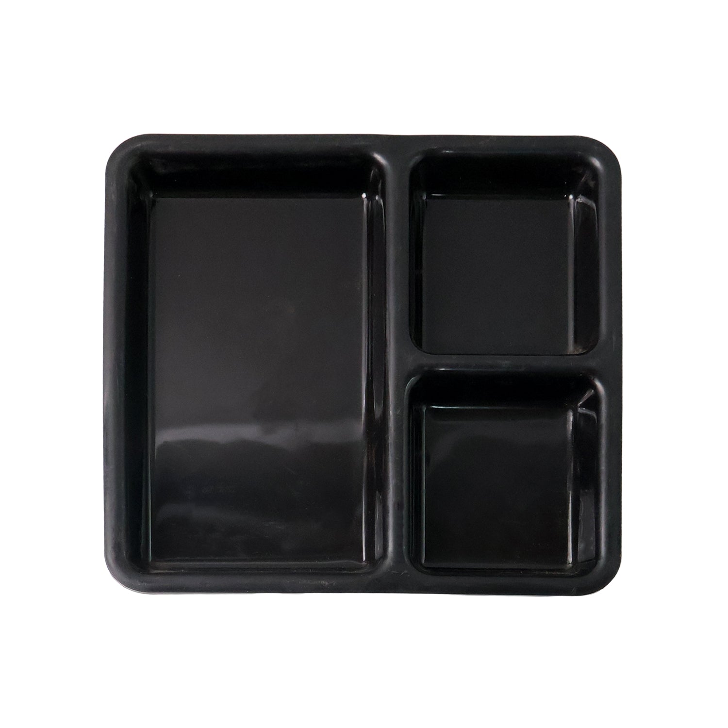Plastic Multi-compartment Meal Serving Tray 3-section Rectangular Dining Plate (1 Pc Black)
