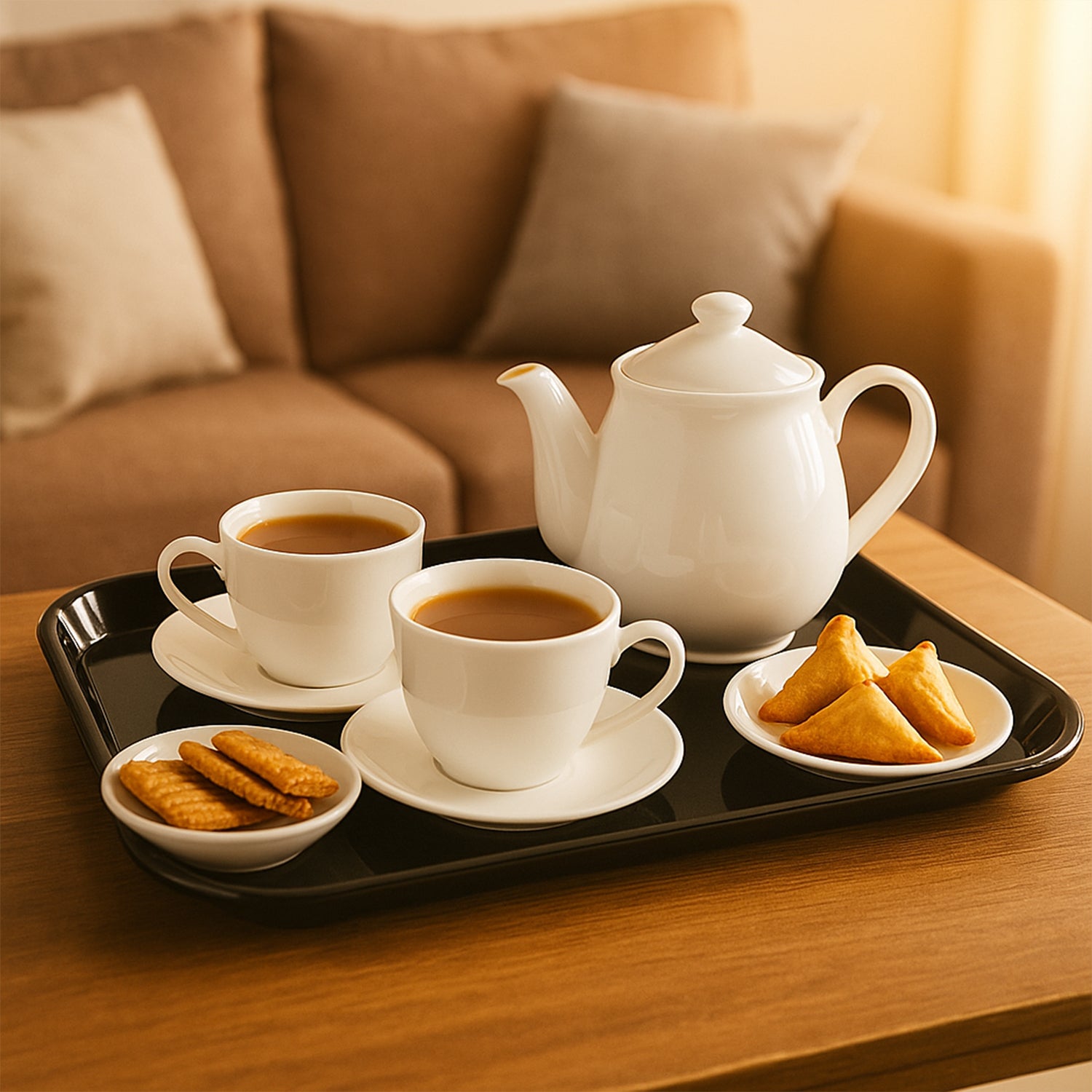 Plastic Serving Tray Plate 40 30 Cm (1 Pc Black)