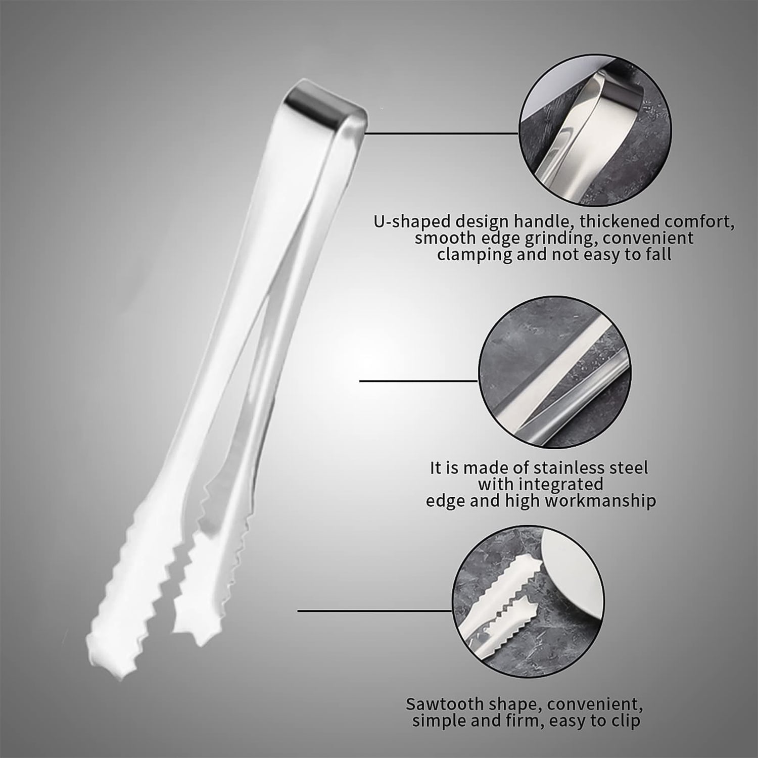 Stainless Steel Tong For Lifting Ice Cubes Sugar Cubes Serving Tongs (13 Cm 1 Pc)