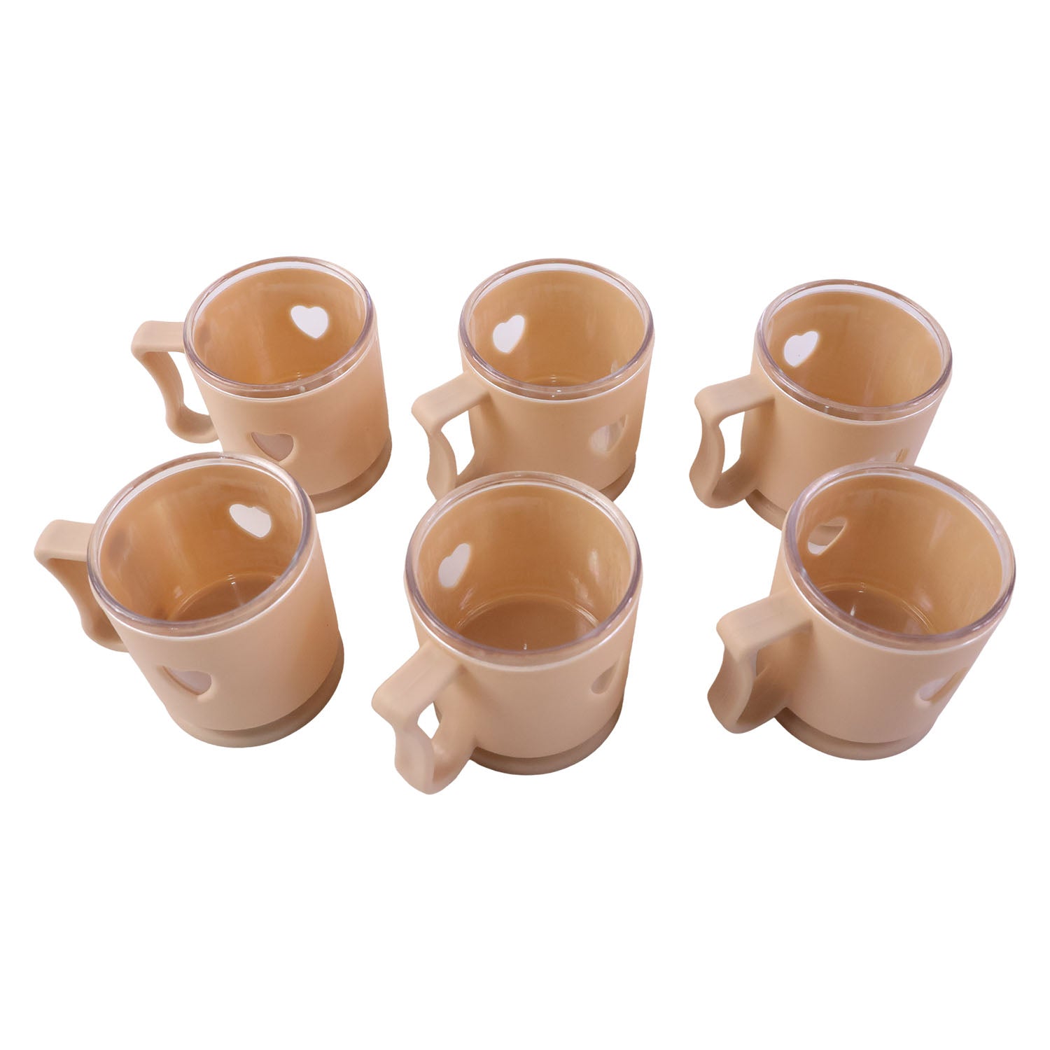 Elegant Heart Design Mini Tea Coffee Mug Set (100ml 6 Pc)
